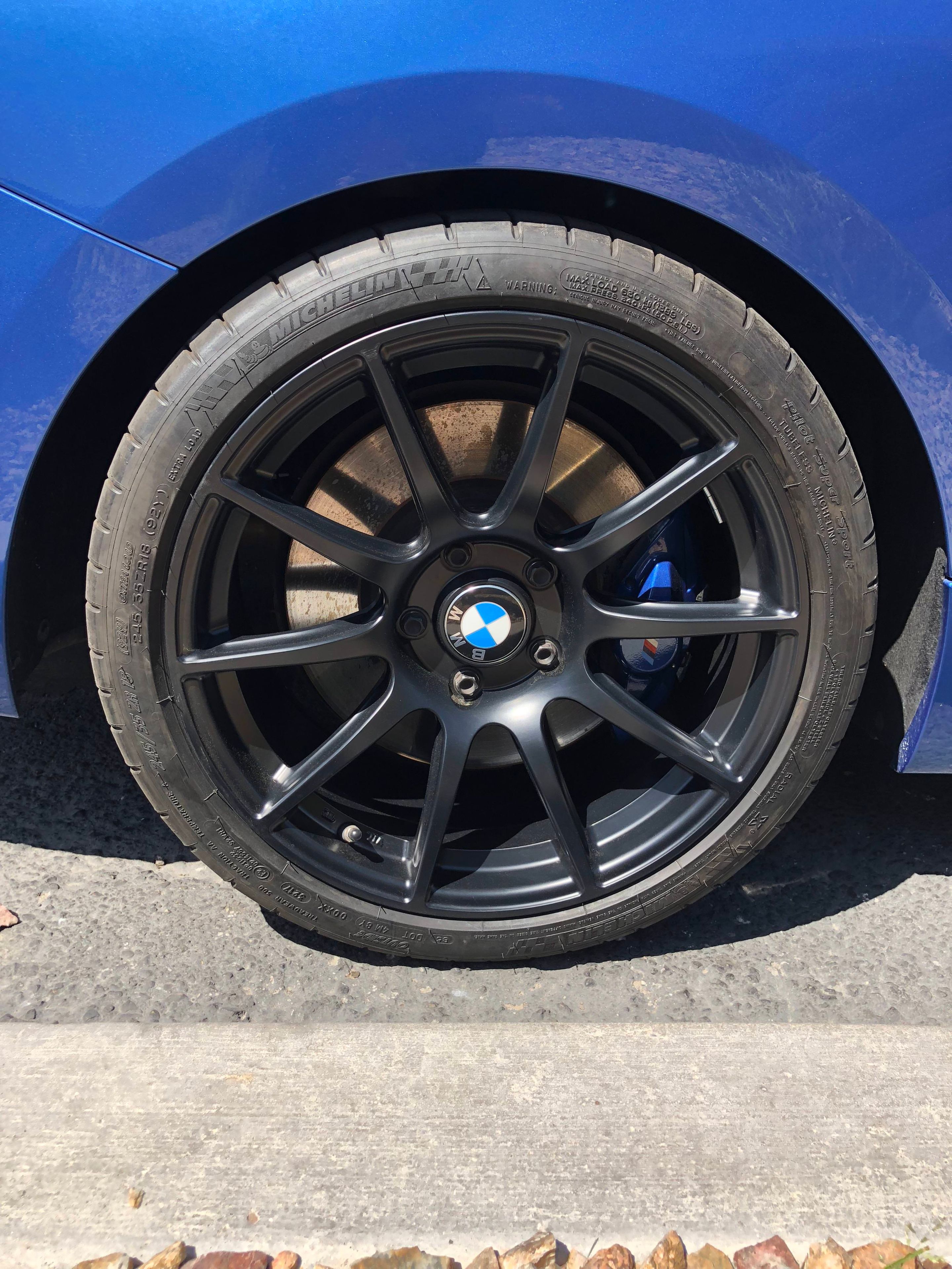 Blue BMW F22 Coupe 2 Series with 18" SM-10 Apex wheels in Satin Black