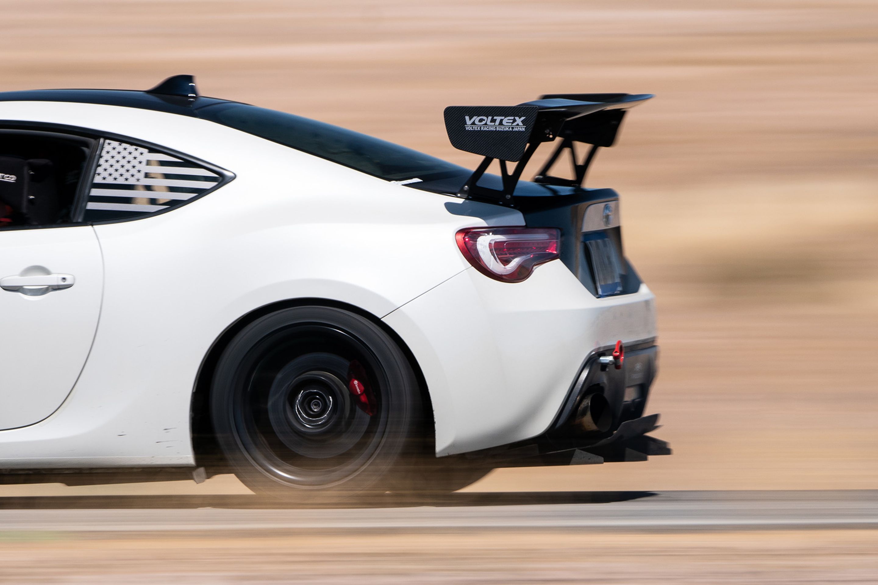 White Scion FR-S with 17" ARC-8 Apex wheels in Satin Black