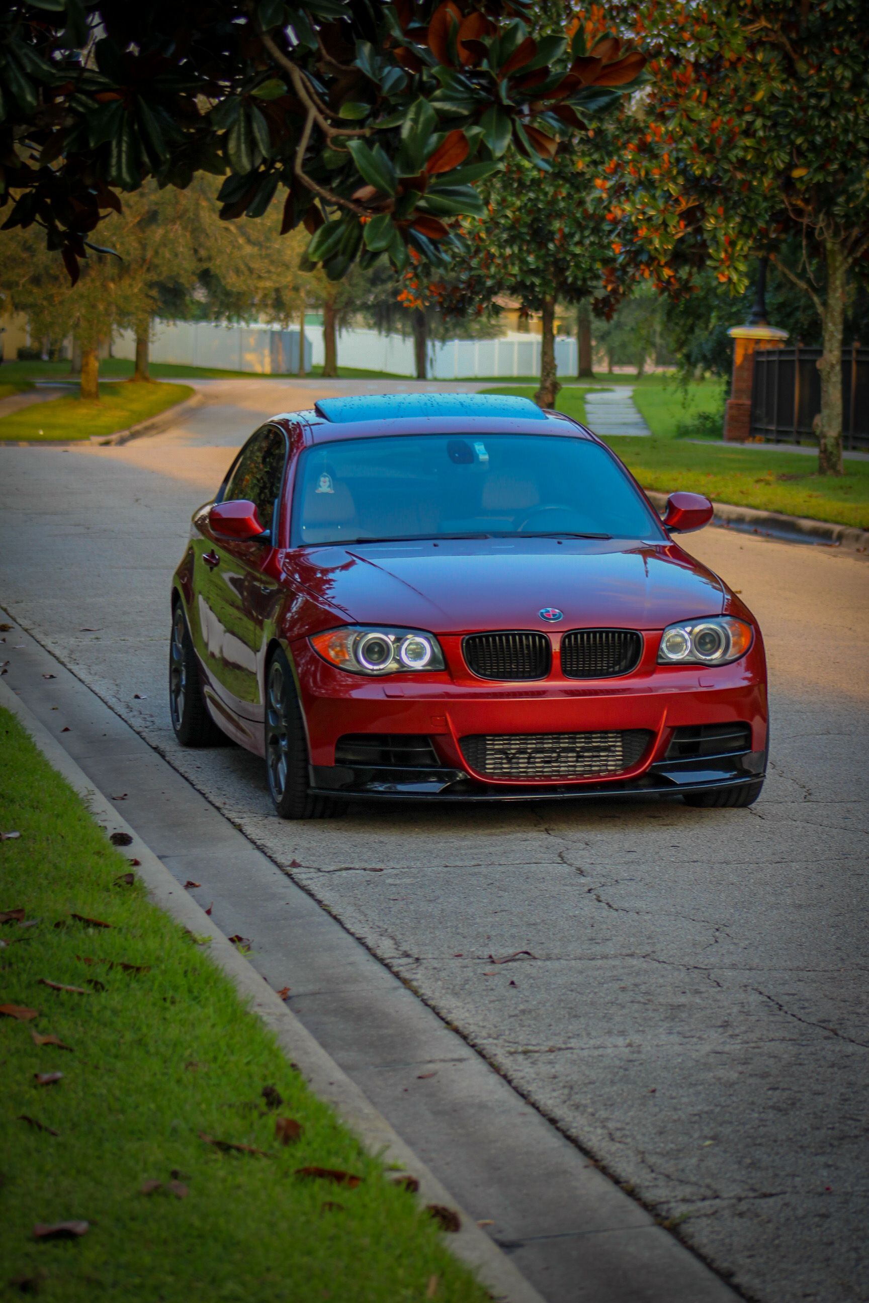 Orange BMW E82 Coupe 1 Series with 18" EC-7 Apex wheels in Anthracite