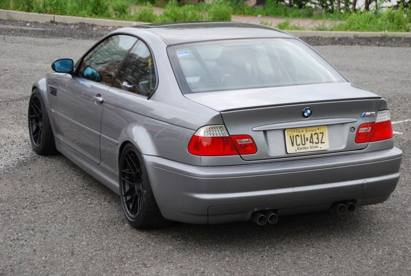 Silver BMW E46 M3 with 18" ARC-8 Apex wheels in Satin Black