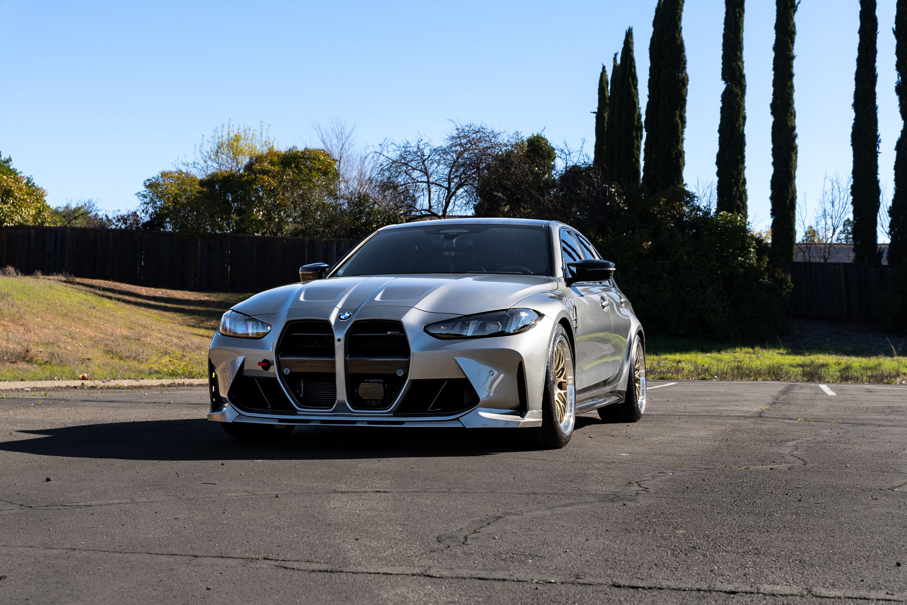 Grey BMW G80 M3 with 19" ML-10RT Apex wheels in Machined Lip Gloss Motorsport Gold