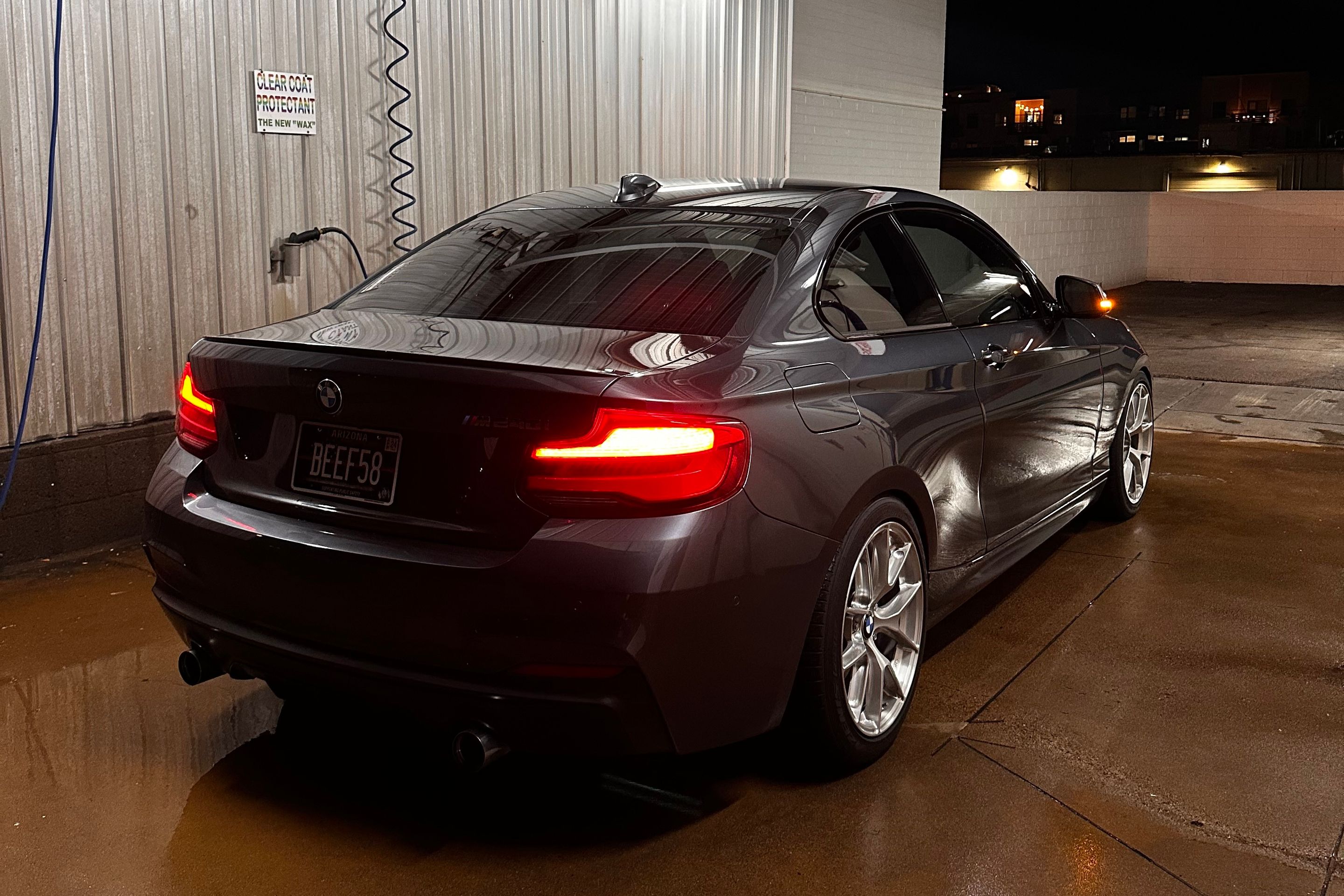 Grey BMW F22 Coupe 2 Series with 18" VS-5RS Apex wheels in Brushed Clear