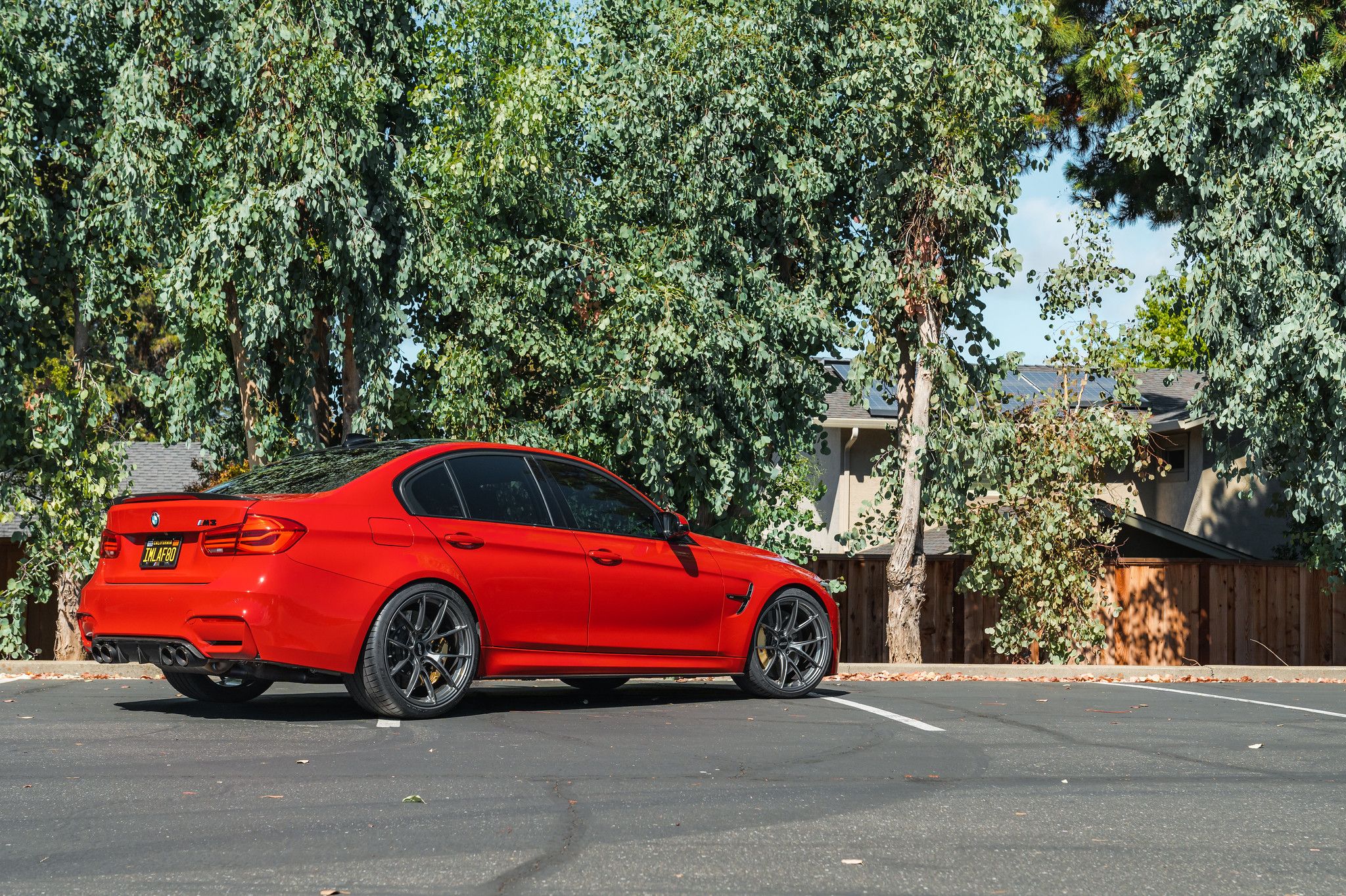Red BMW F80 M3 with 20" VS-5RS Apex wheels in Anthracite