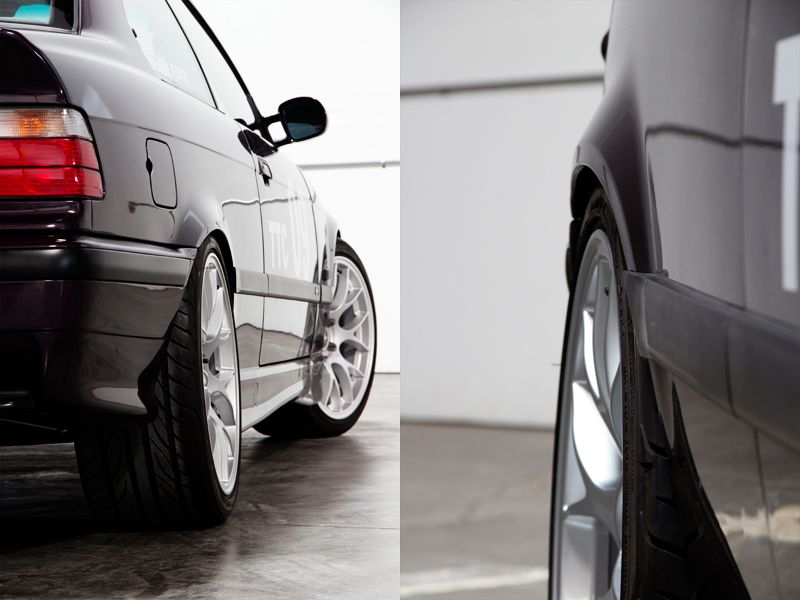 Purple BMW E36 M3 with 18" EC-7 Apex wheels in Race Silver