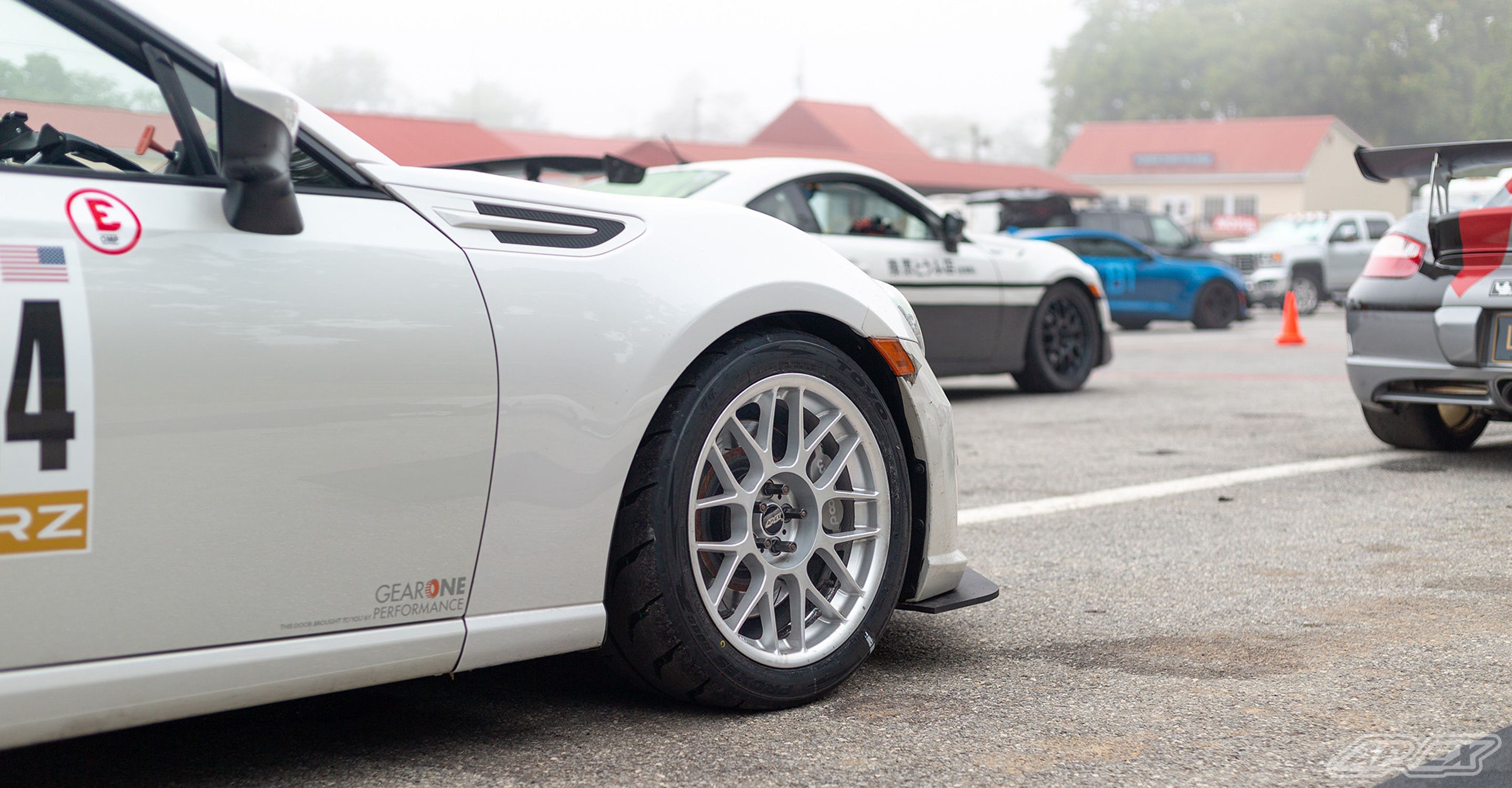 White Subaru ZC6 / Gen 1 BRZ with 17" ARC-8 Apex wheels in Race Silver