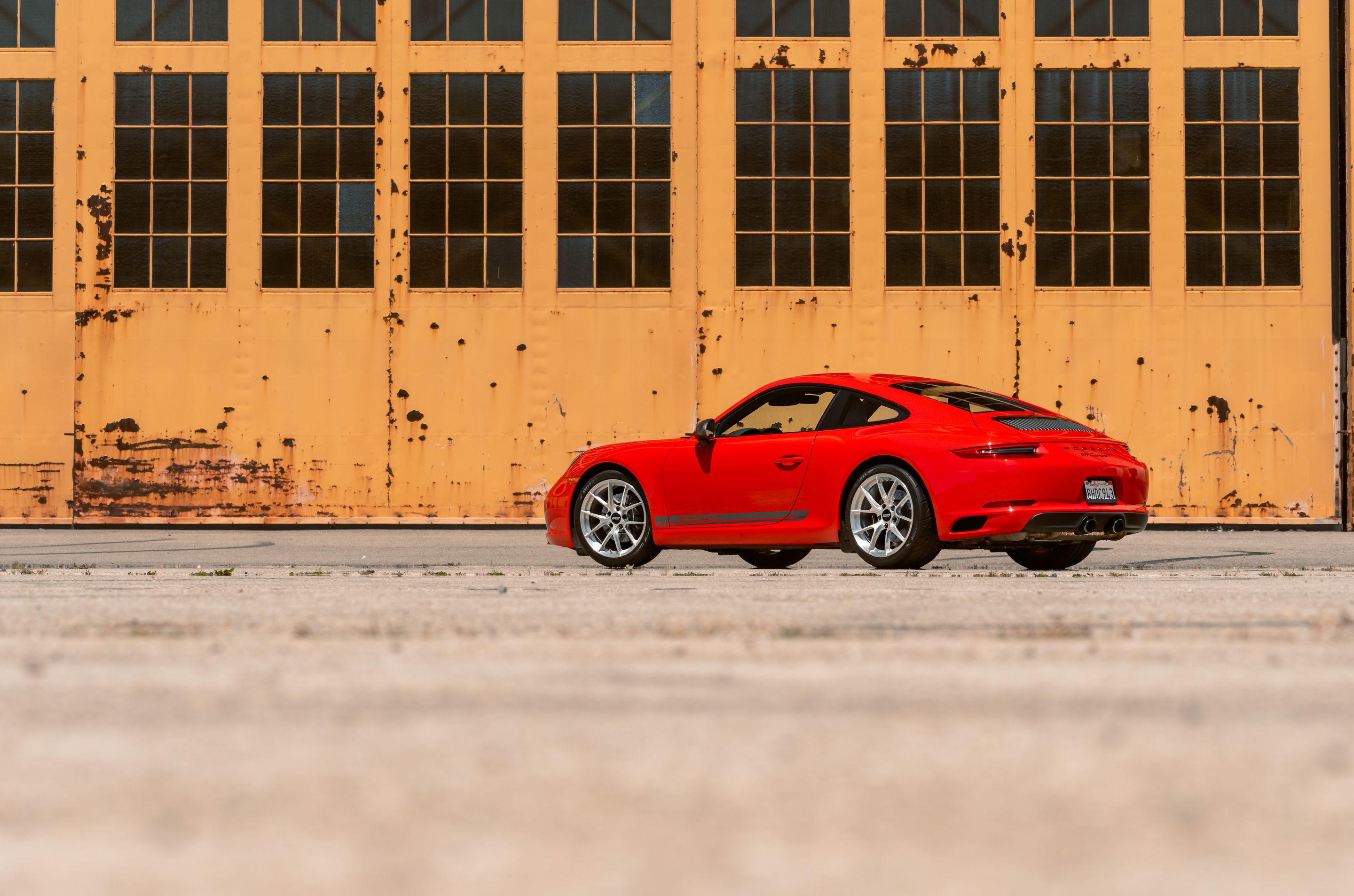 Red Porsche 911 991.2 Carrera T with 19" VS-5RS Apex wheels in Brushed Clear