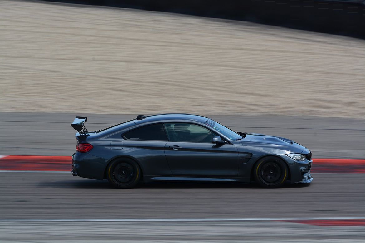 Grey BMW F82 Coupe M4 with 18" EC-7 Apex wheels in Satin Black