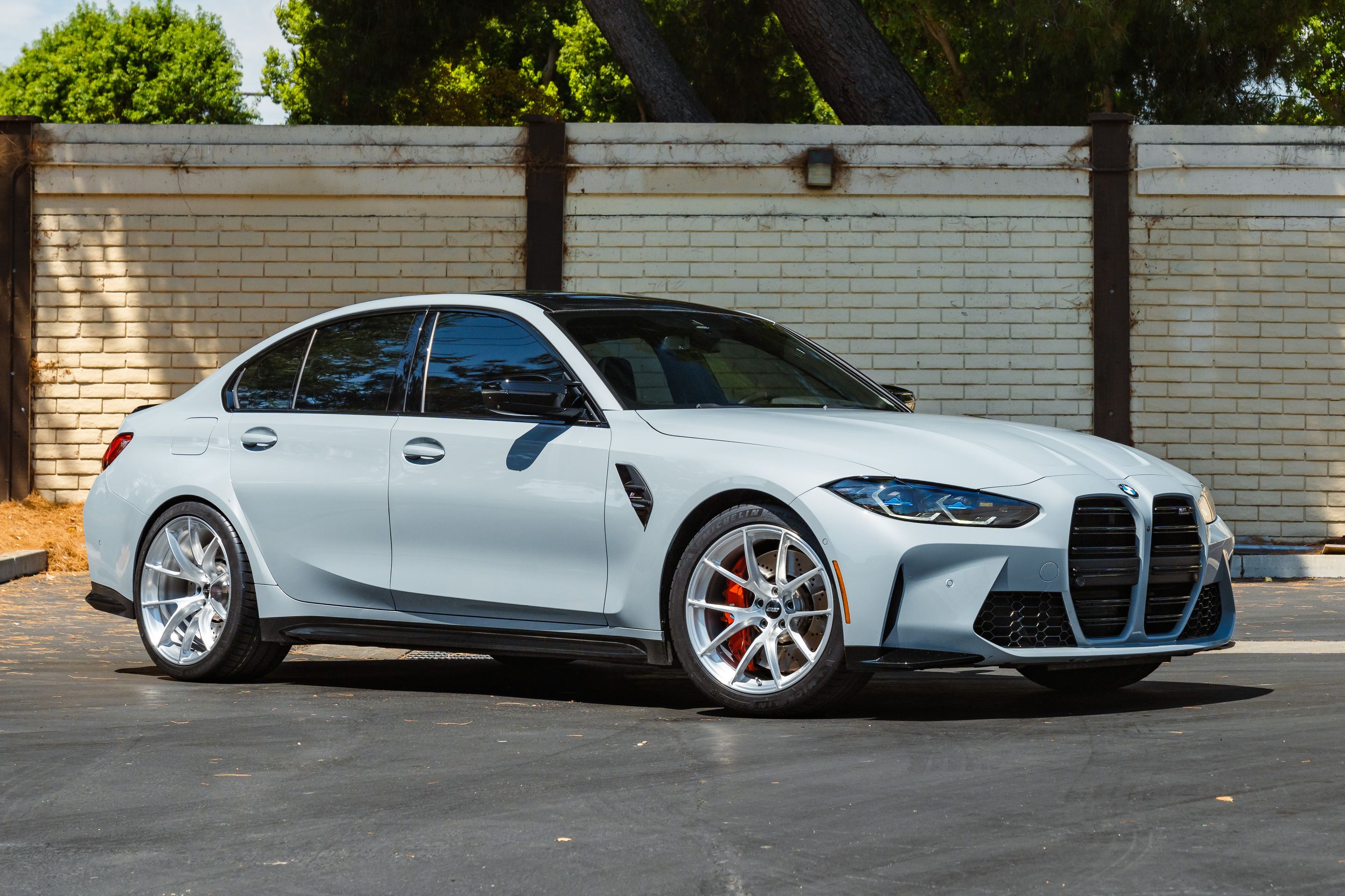 Grey BMW G80 M3 with 19"/20" VS-5RS Apex wheels in Brushed Clear