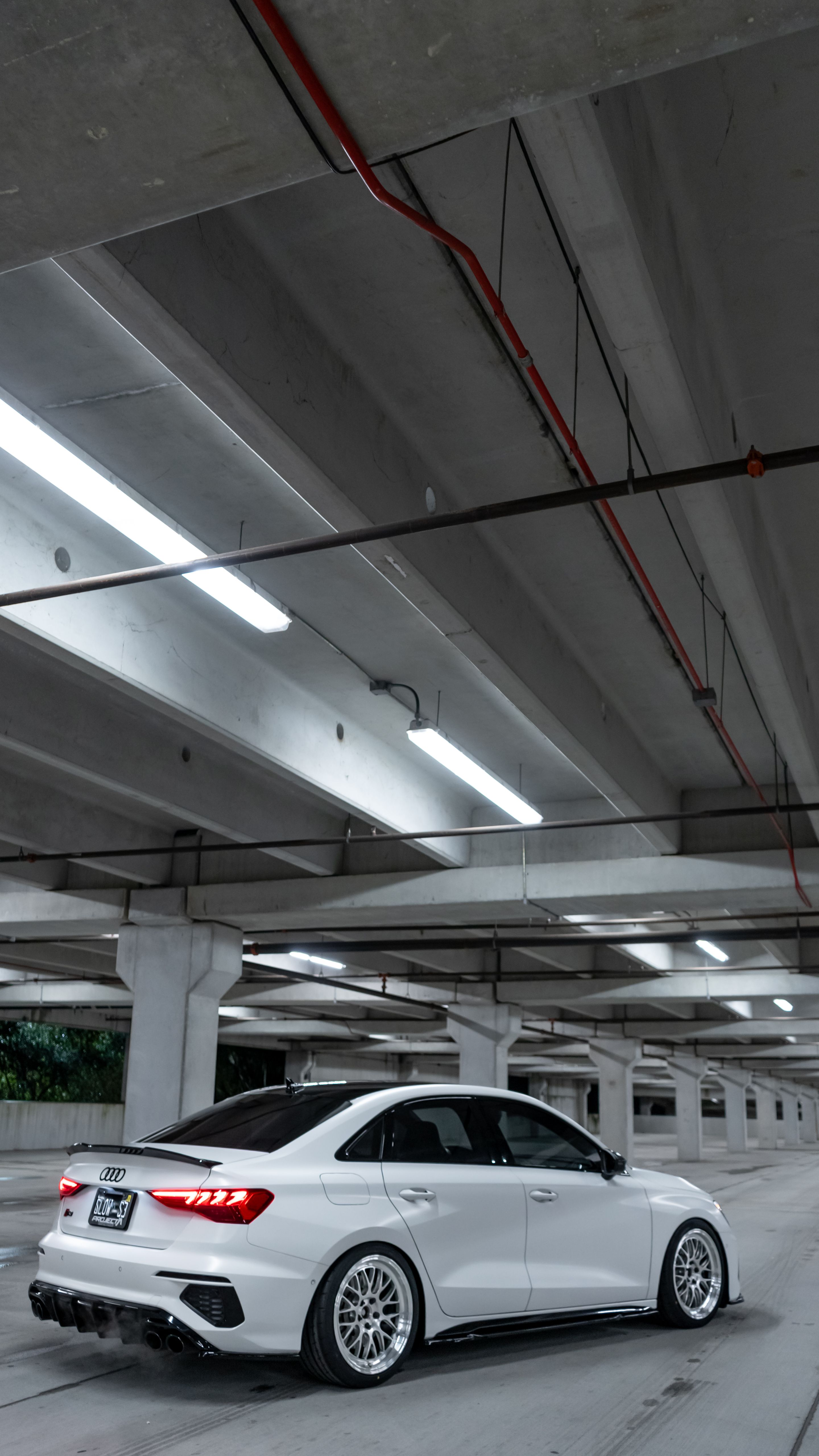 White Audi 8Y S3 with 18" ML-10RT Apex wheels in Machined Lip Brushed Clear