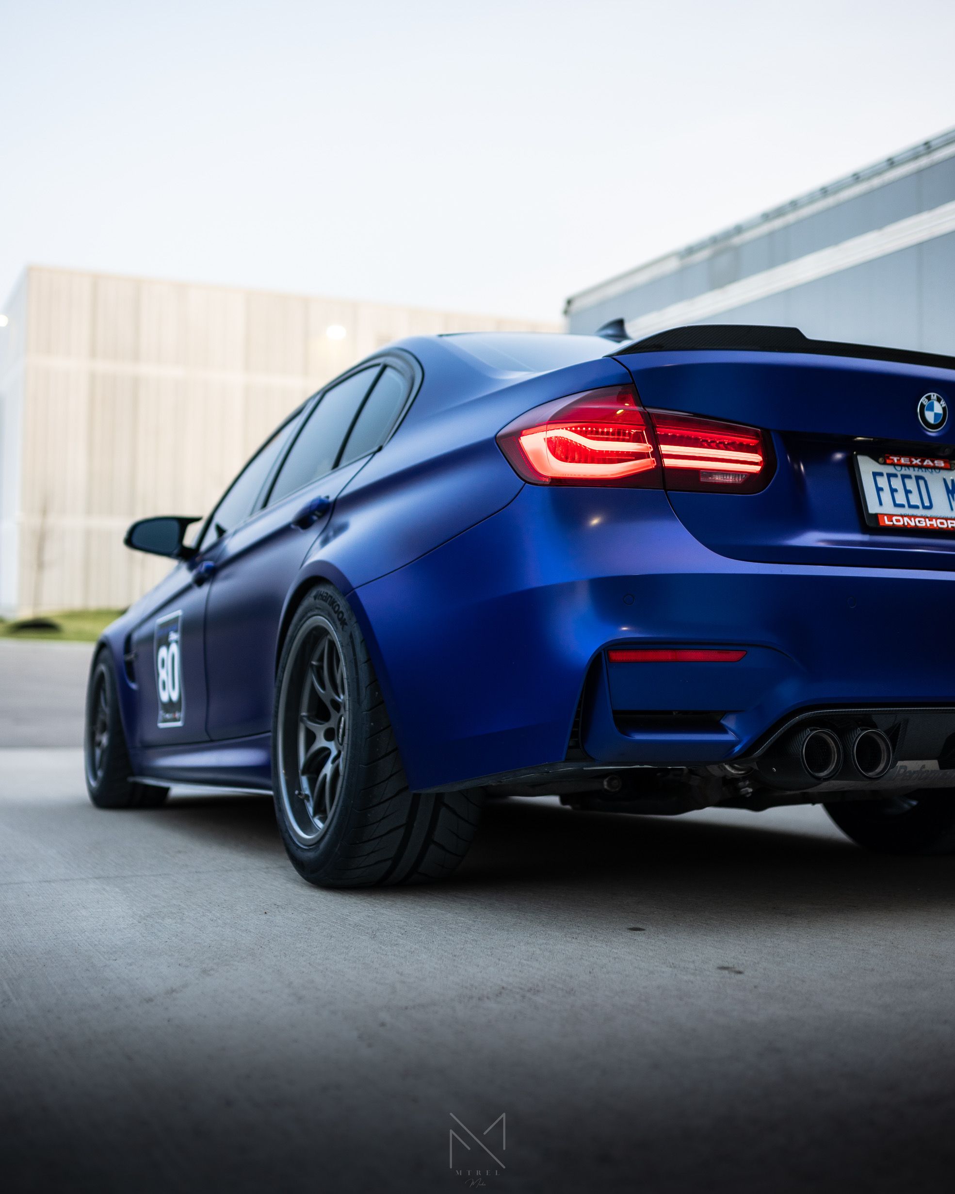 Blue BMW F80 M3 with 18" FL-5 Apex wheels in Anthracite