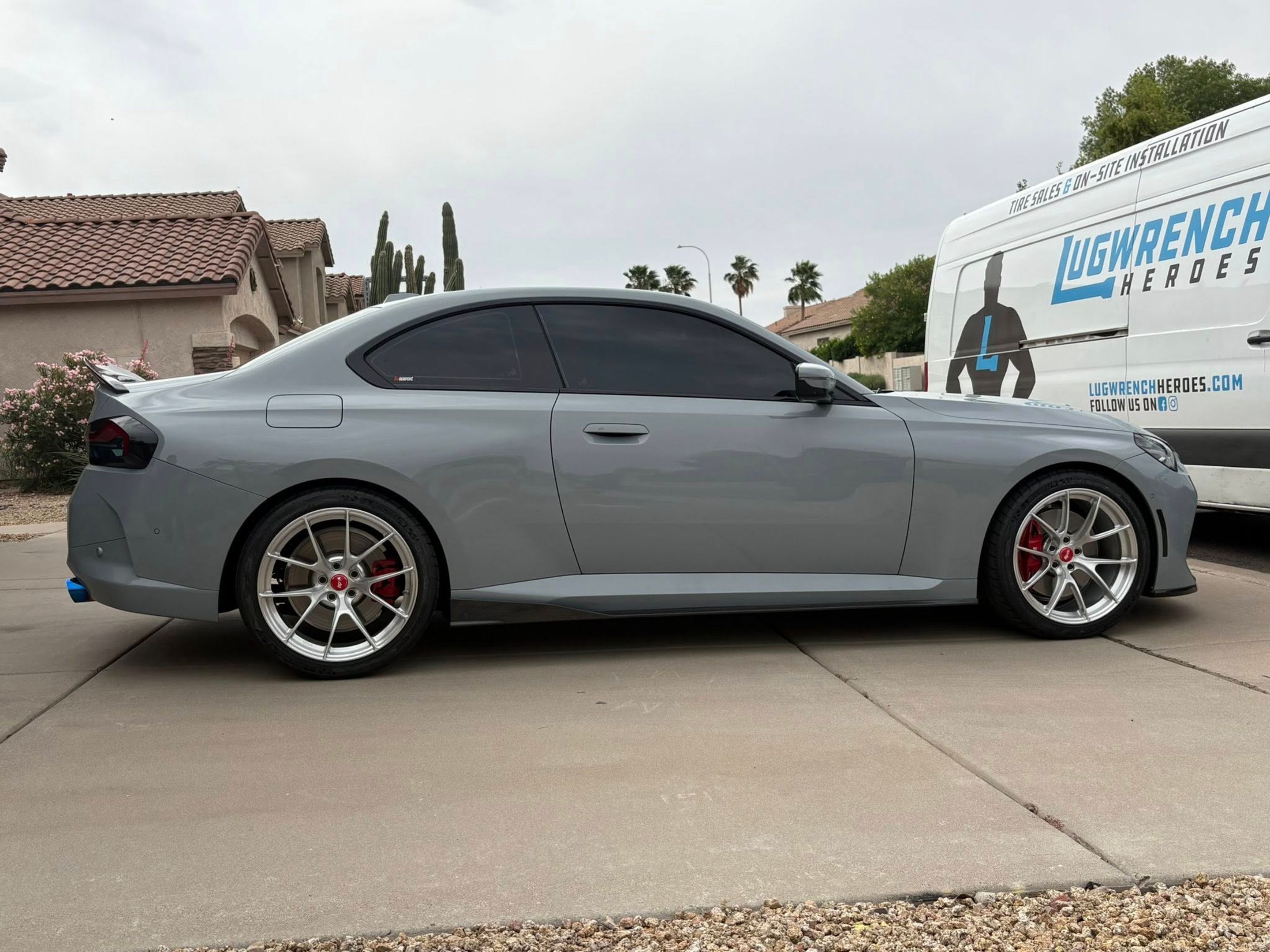 Grey BMW G42 2 Series with 19" VS-5RS Apex wheels in Brushed Clear