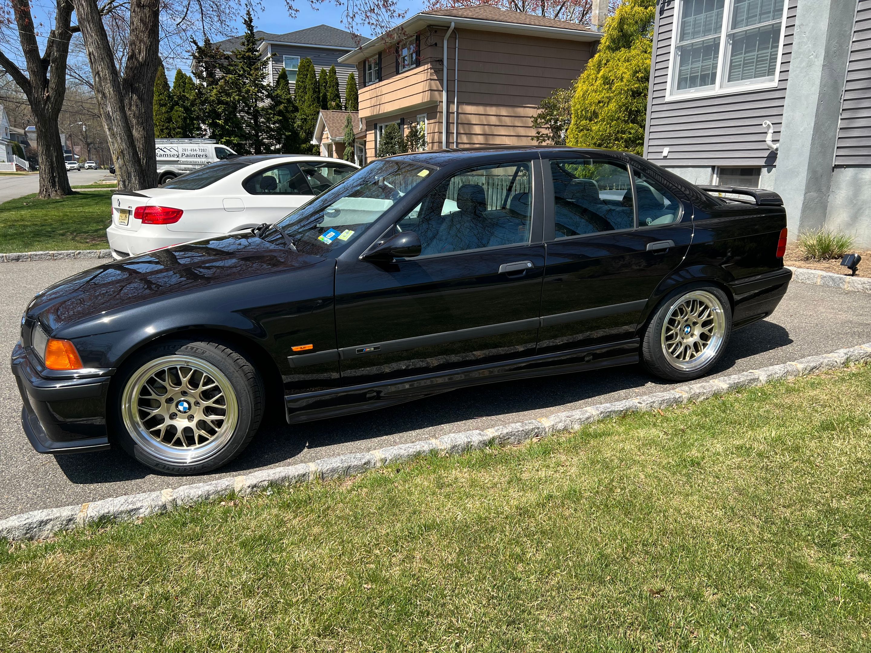 Black BMW E36 M3 with 17" ML-10RT Apex wheels in Machined Lip Gloss Motorsport Gold