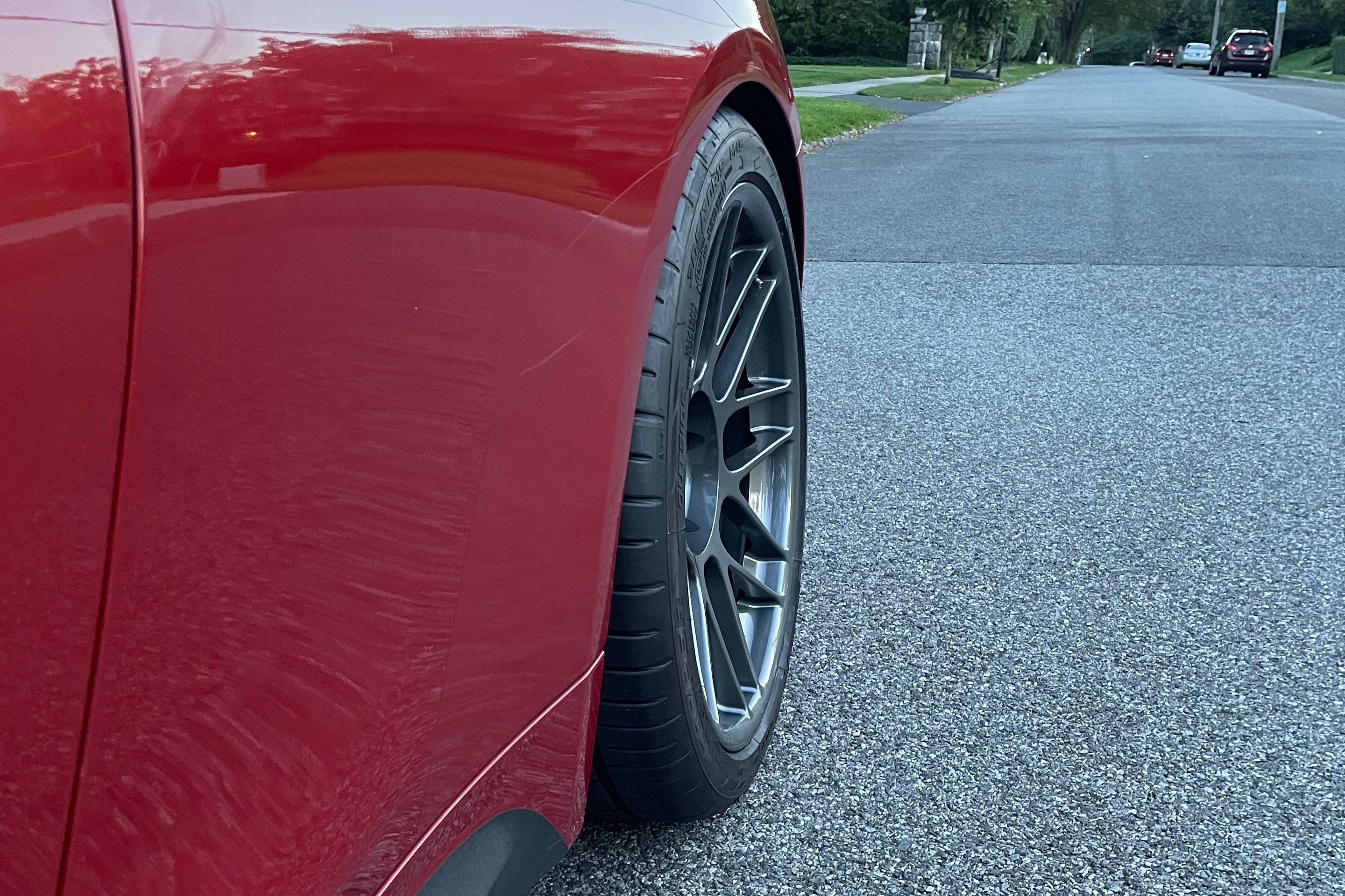 Red BMW F82 Coupe M4 with 19" ARC-8 Apex wheels in Anthracite