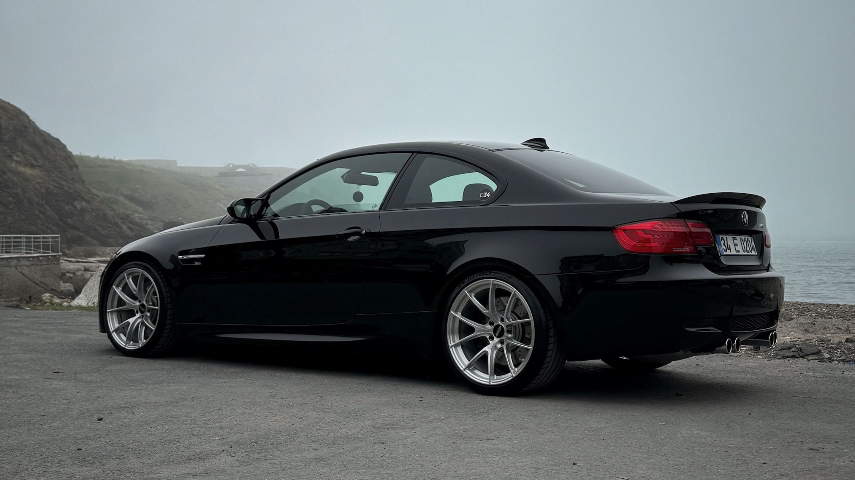 Black BMW E92 Coupe M3 with 19" VS-5RS Apex wheels in Brushed Clear