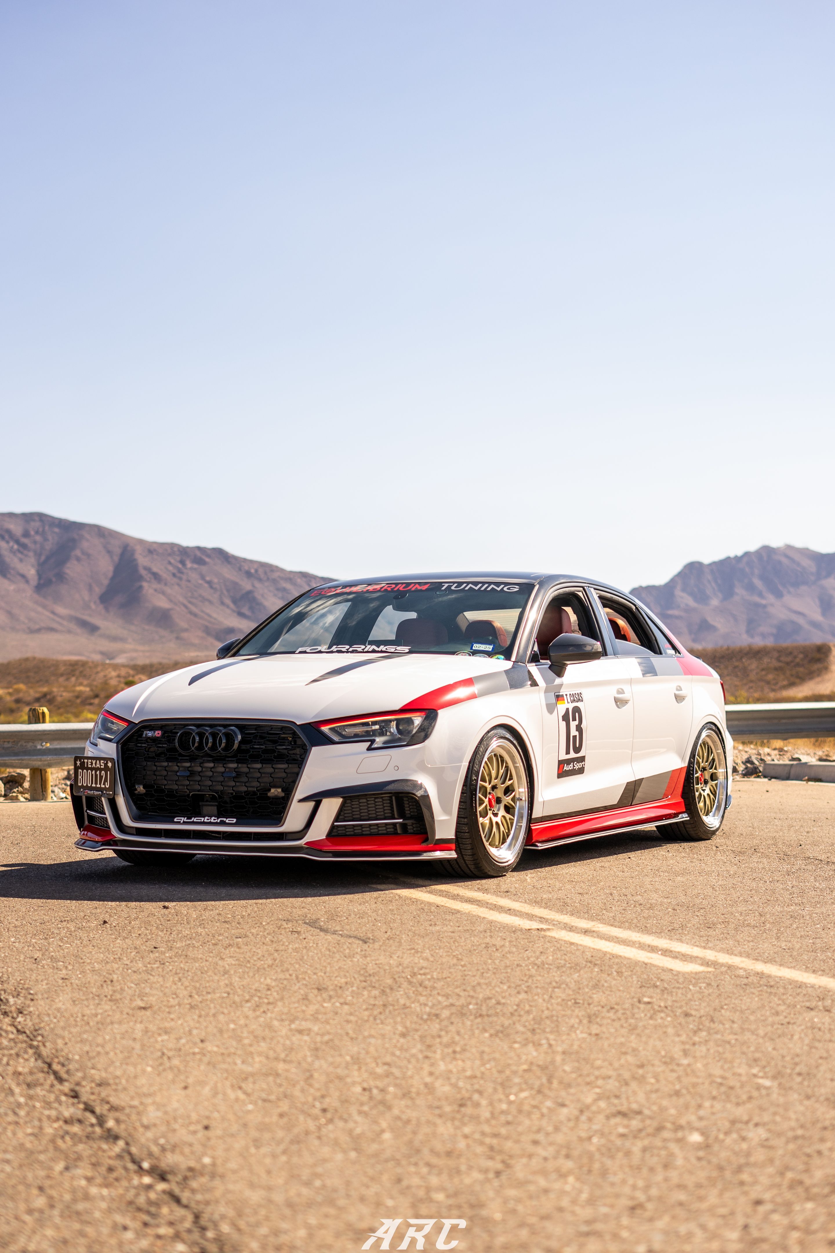 Race Livery Audi 8V A3 with 18" ML-10RT Apex wheels in Machined Lip Gloss Motorsport Gold