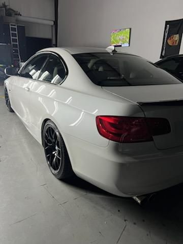 White BMW E92 Coupe 3 Series with 18" EC-7 Apex wheels in Satin Black