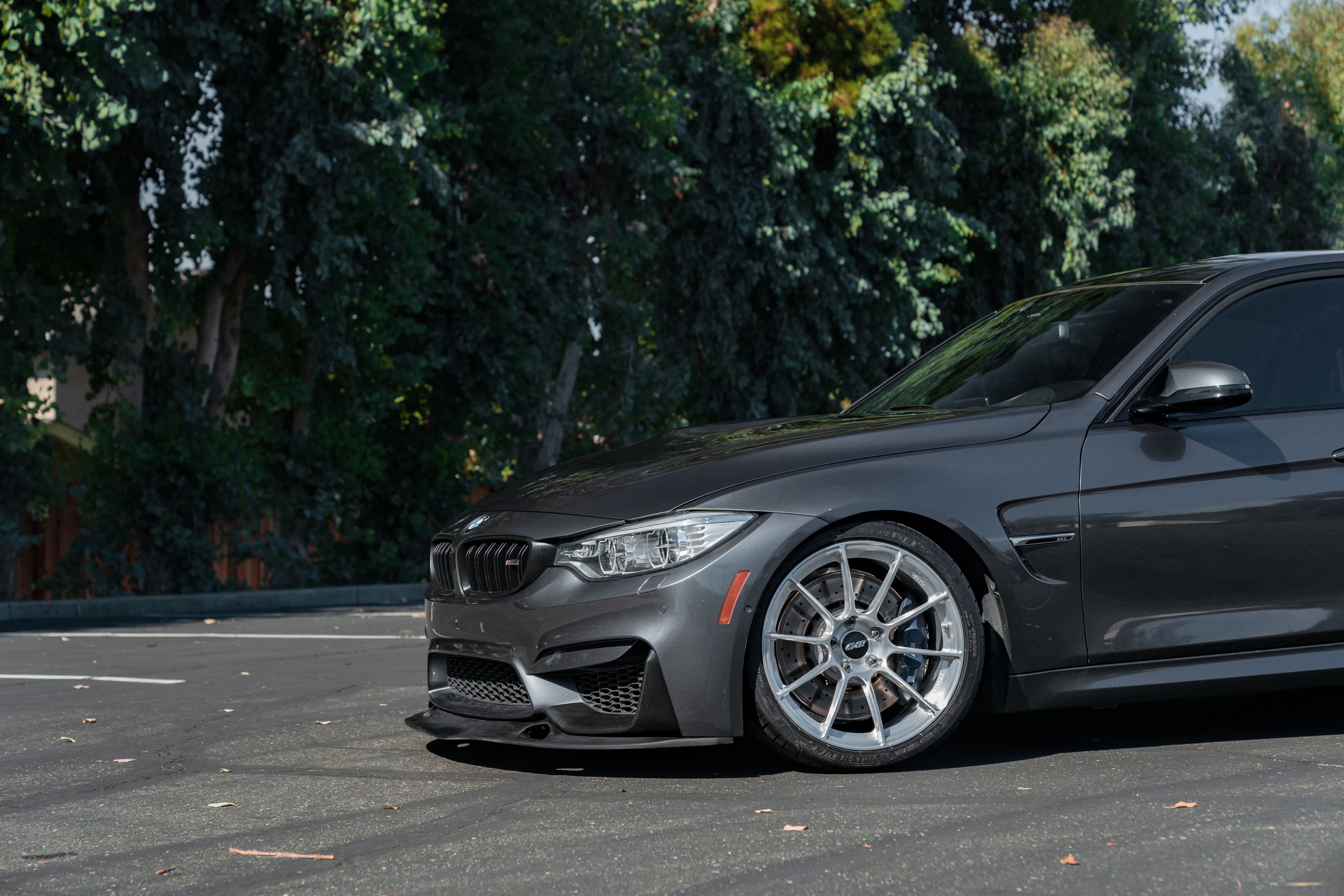 Grey BMW F80 M3 with 19" SM-10RS Apex wheels in Brushed Clear
