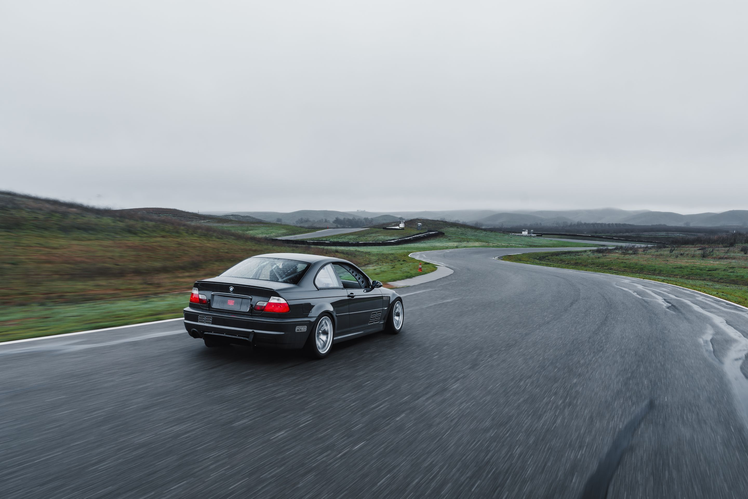 Grey BMW E46 M3 with 18" VS-5RE Apex wheels in Race Silver