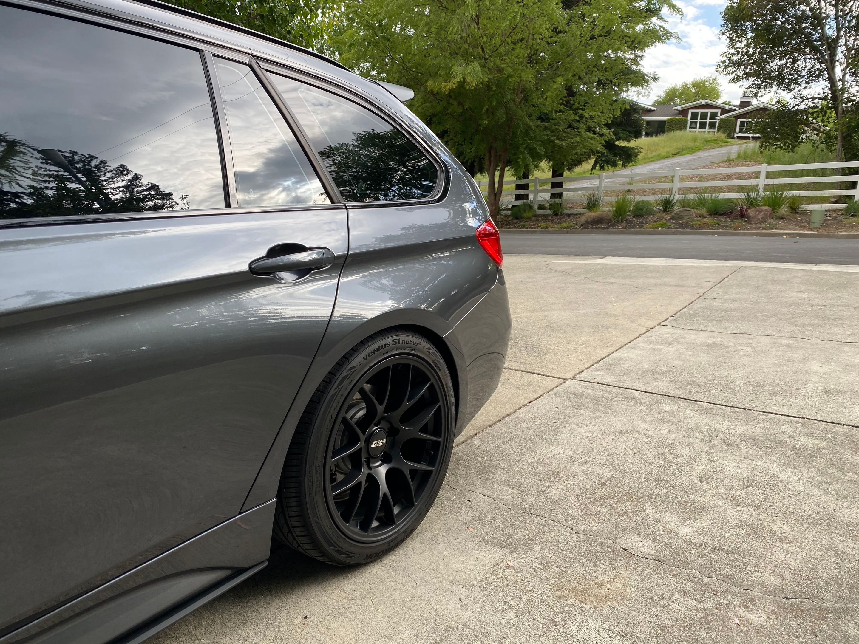Grey BMW F31 Wagon 3 Series with 18" EC-7 Apex wheels in Satin Black