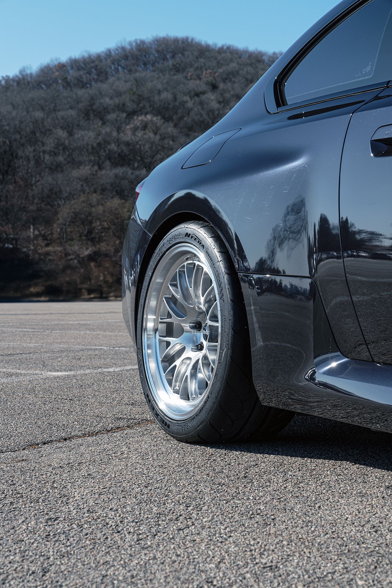 Black BMW G87 M2 with 19" ML-10RT Apex wheels in Machined Lip Brushed Clear