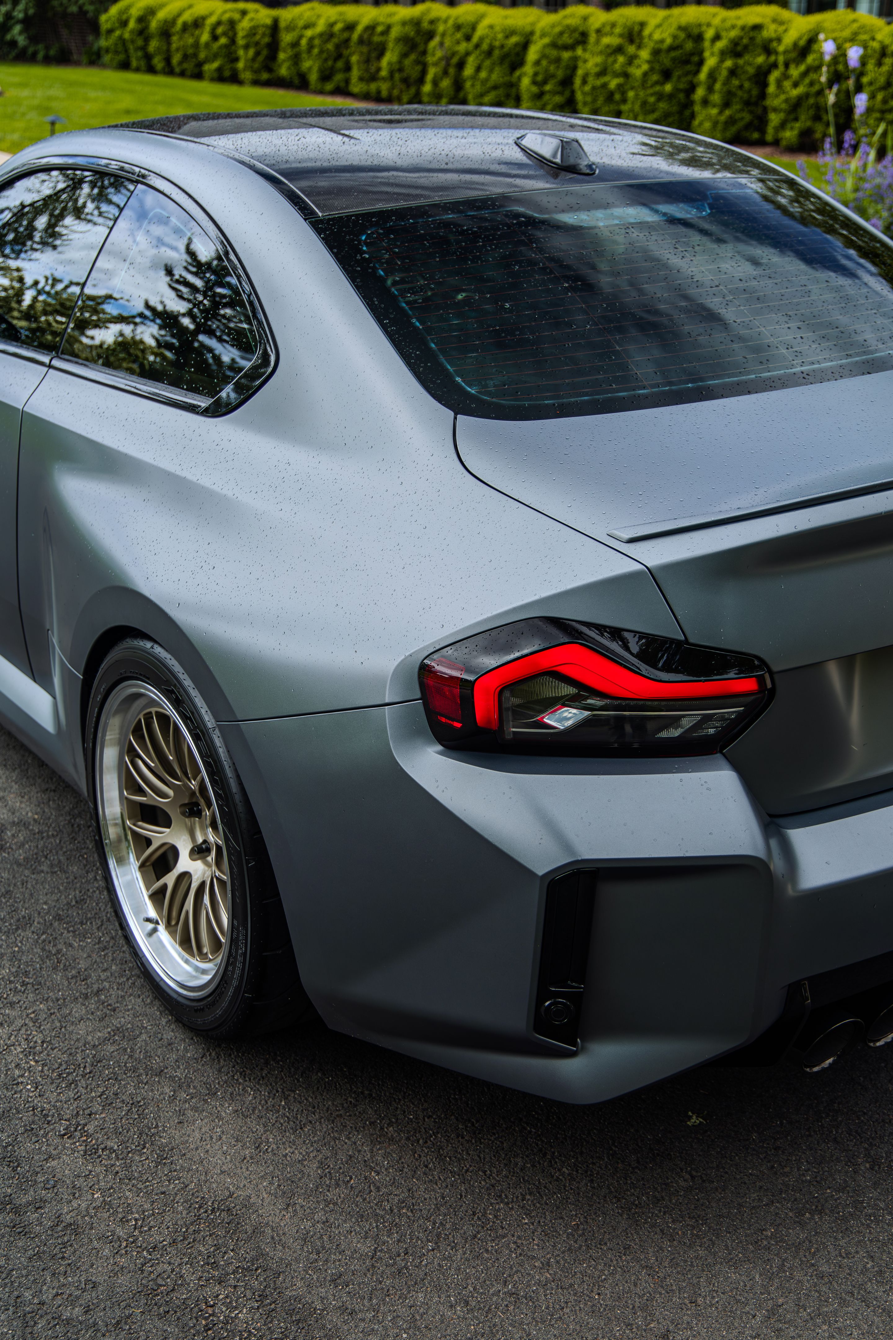 Grey BMW G87 M2 with 19" ML-10RT Apex wheels in Machined Lip Gloss Motorsport Gold