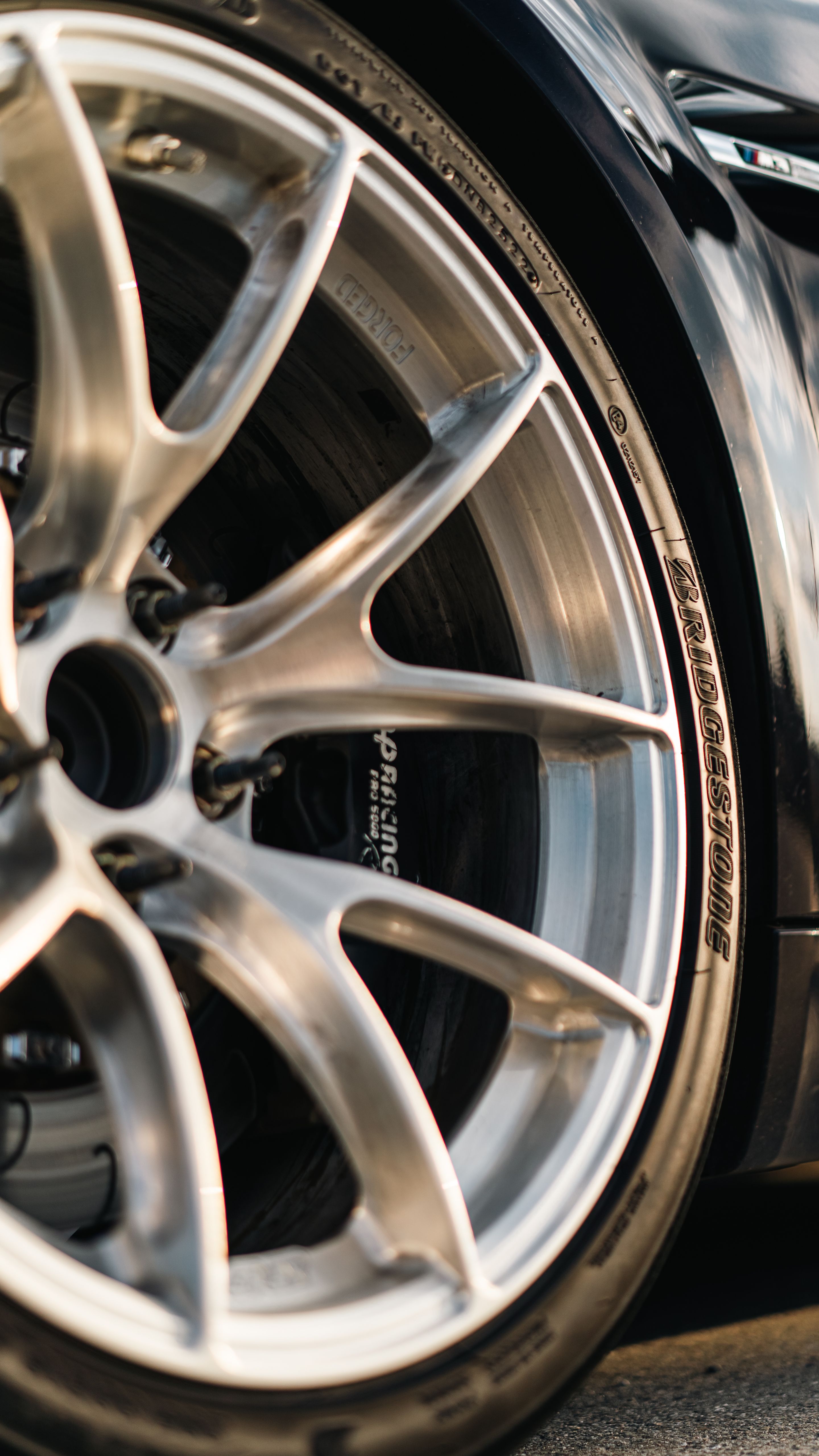 Black BMW E92 Coupe M3 with 18" VS-5RS Apex wheels in Brushed Clear