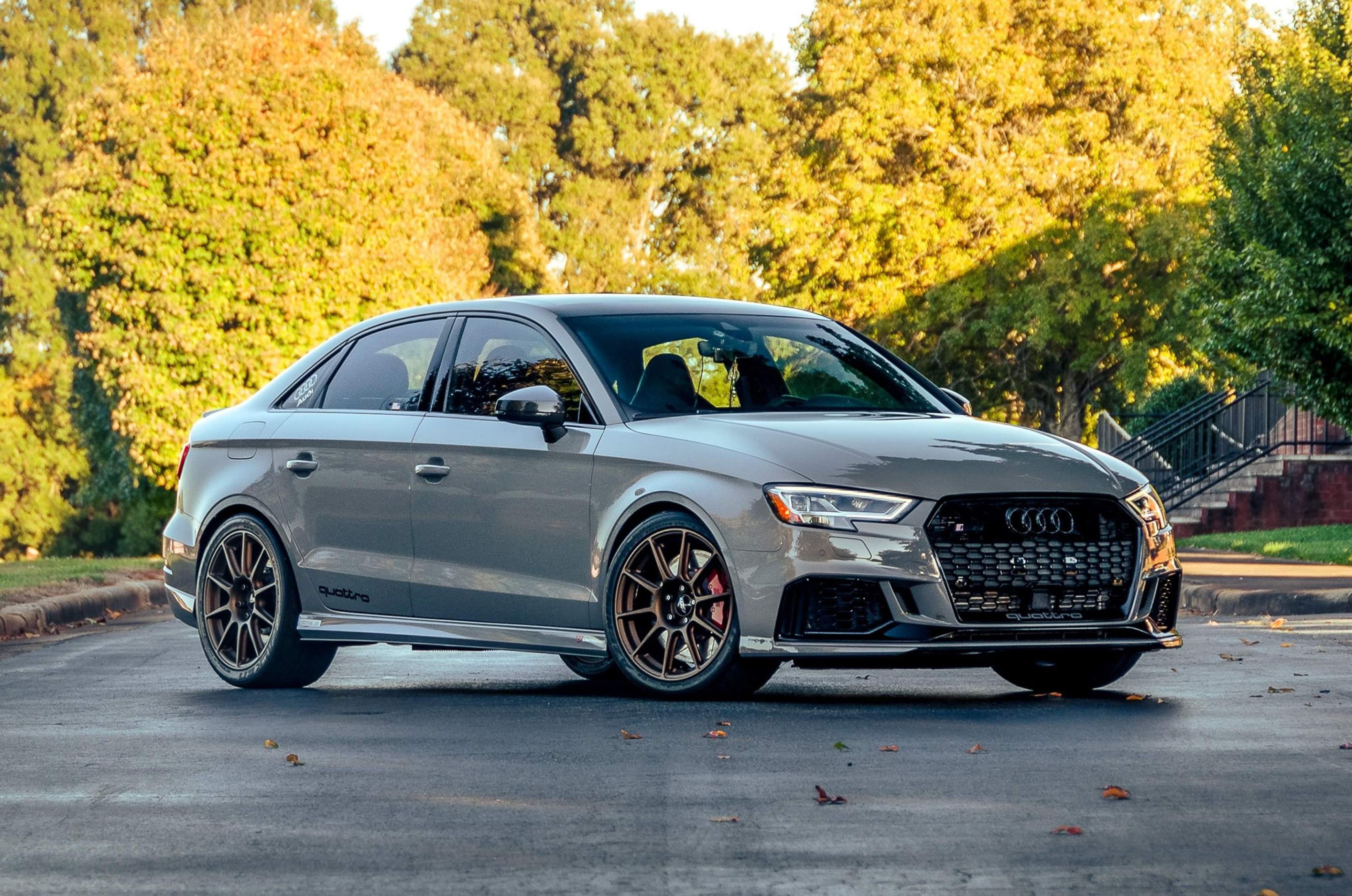 Grey Audi 8V RS 3 with 18" SM-10 Apex wheels in Satin Bronze