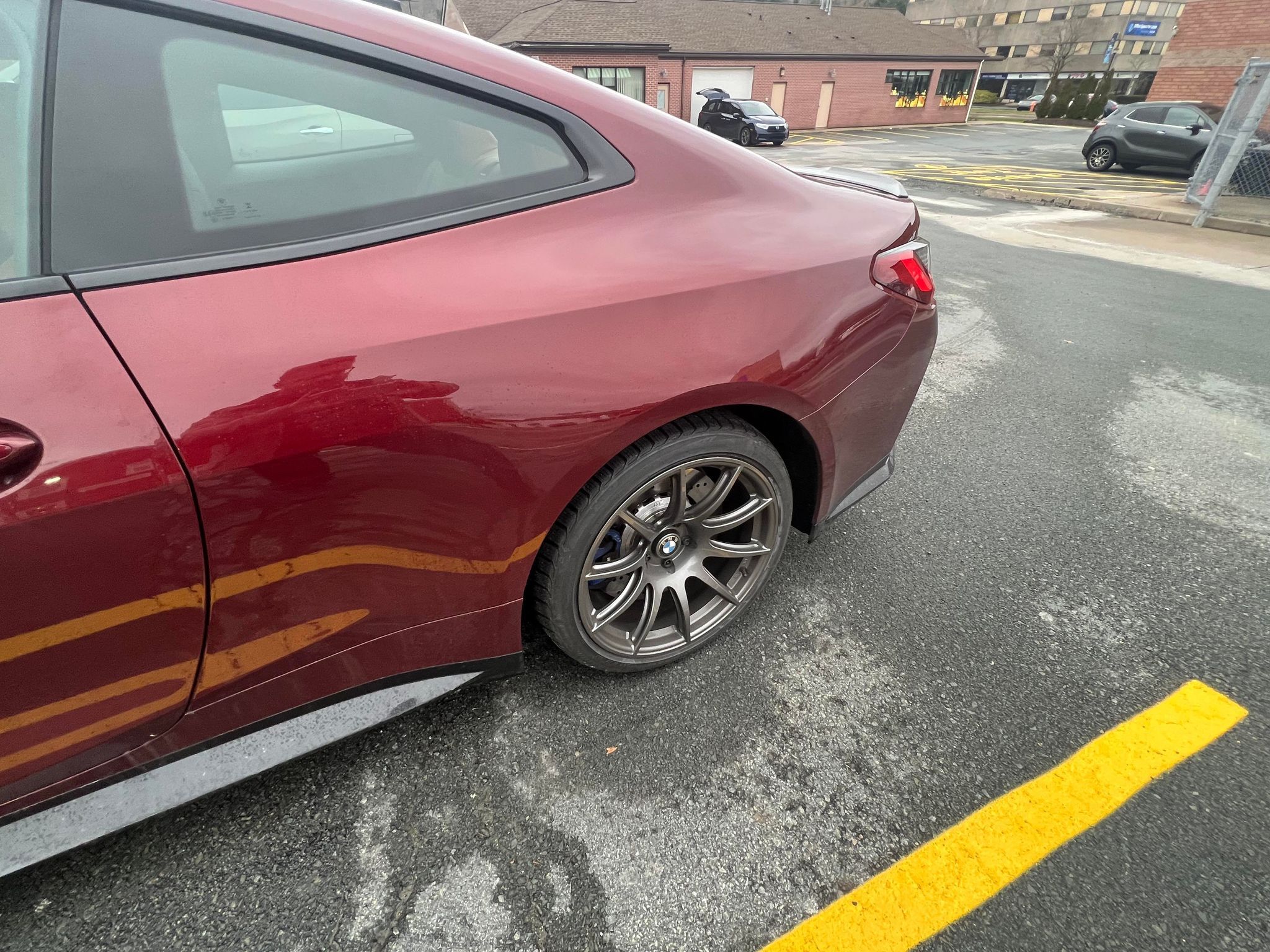 Red BMW G82 Coupe M4 with 19" SM-10 Apex wheels in Anthracite