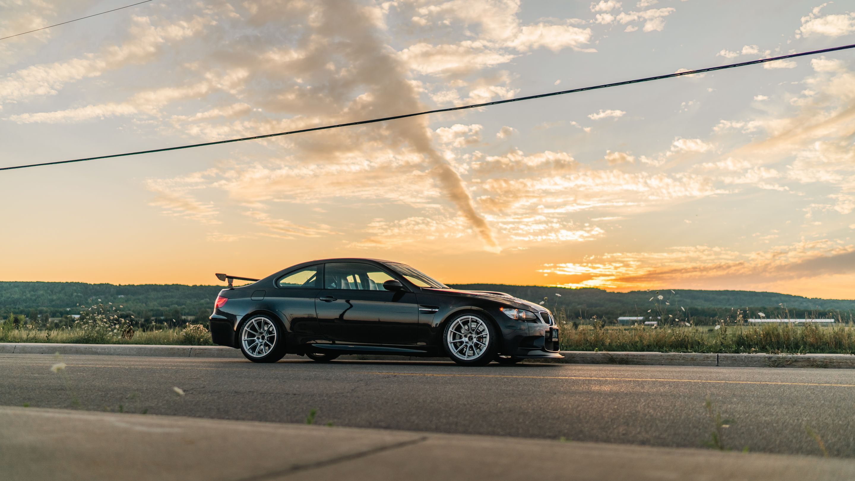 Black BMW E92 Coupe M3 with 18" SM-10RS Apex wheels in Brushed Clear