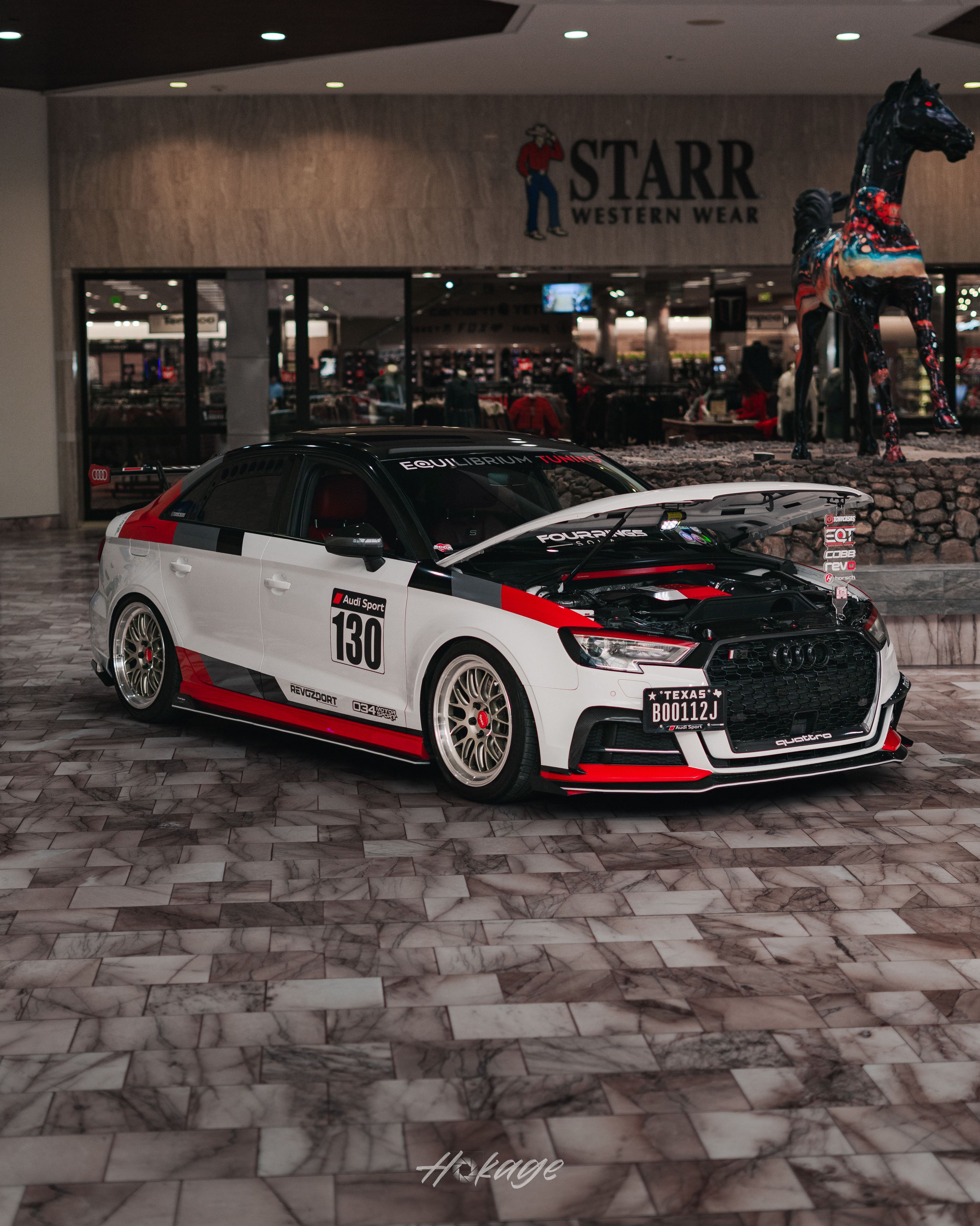 Race Livery Audi 8V A3 with 18" ML-10RT Apex wheels in Machined Lip Gloss Motorsport Gold