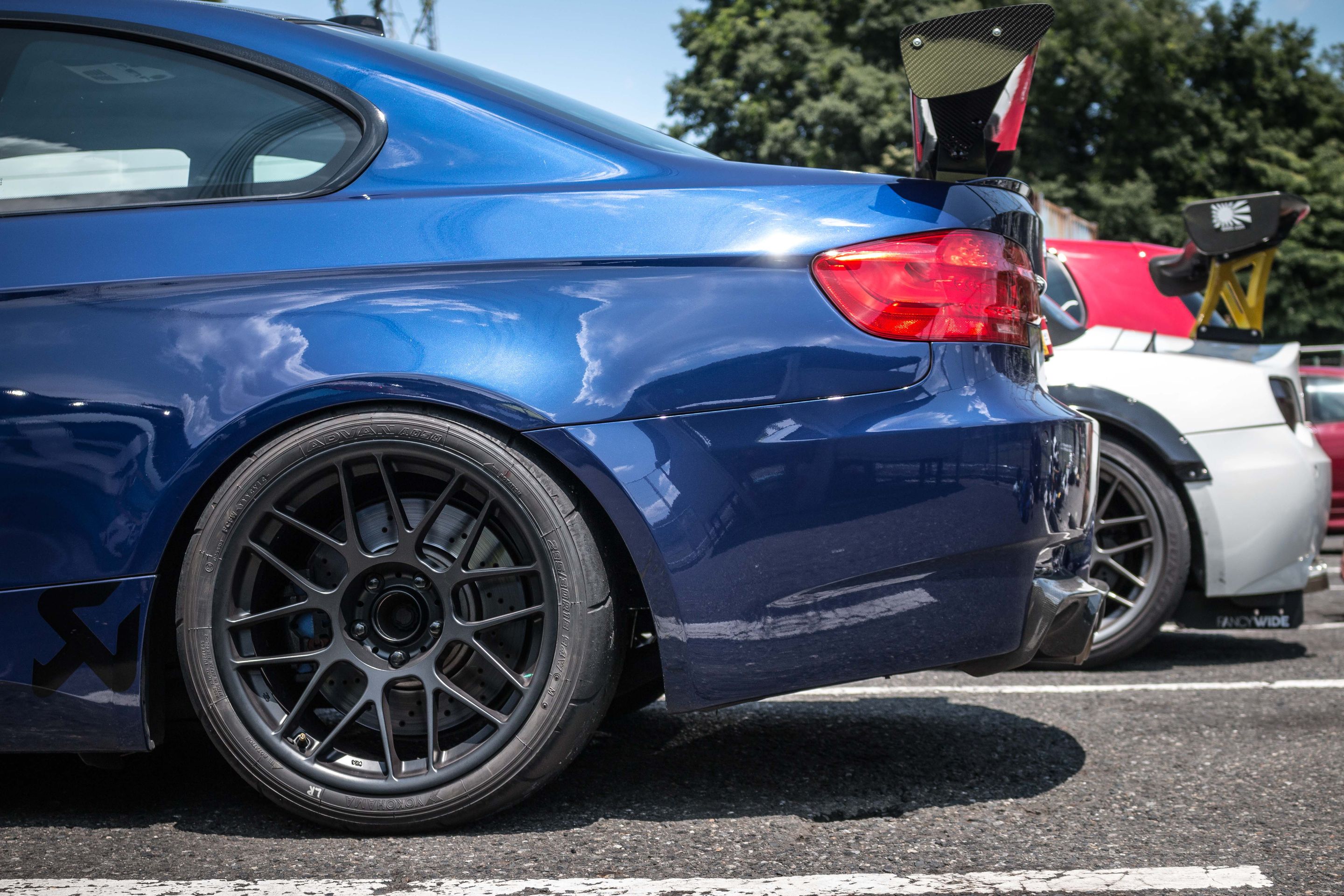 Blue BMW E92 Coupe M3 with 18" ARC-8 Apex wheels in Satin Black
