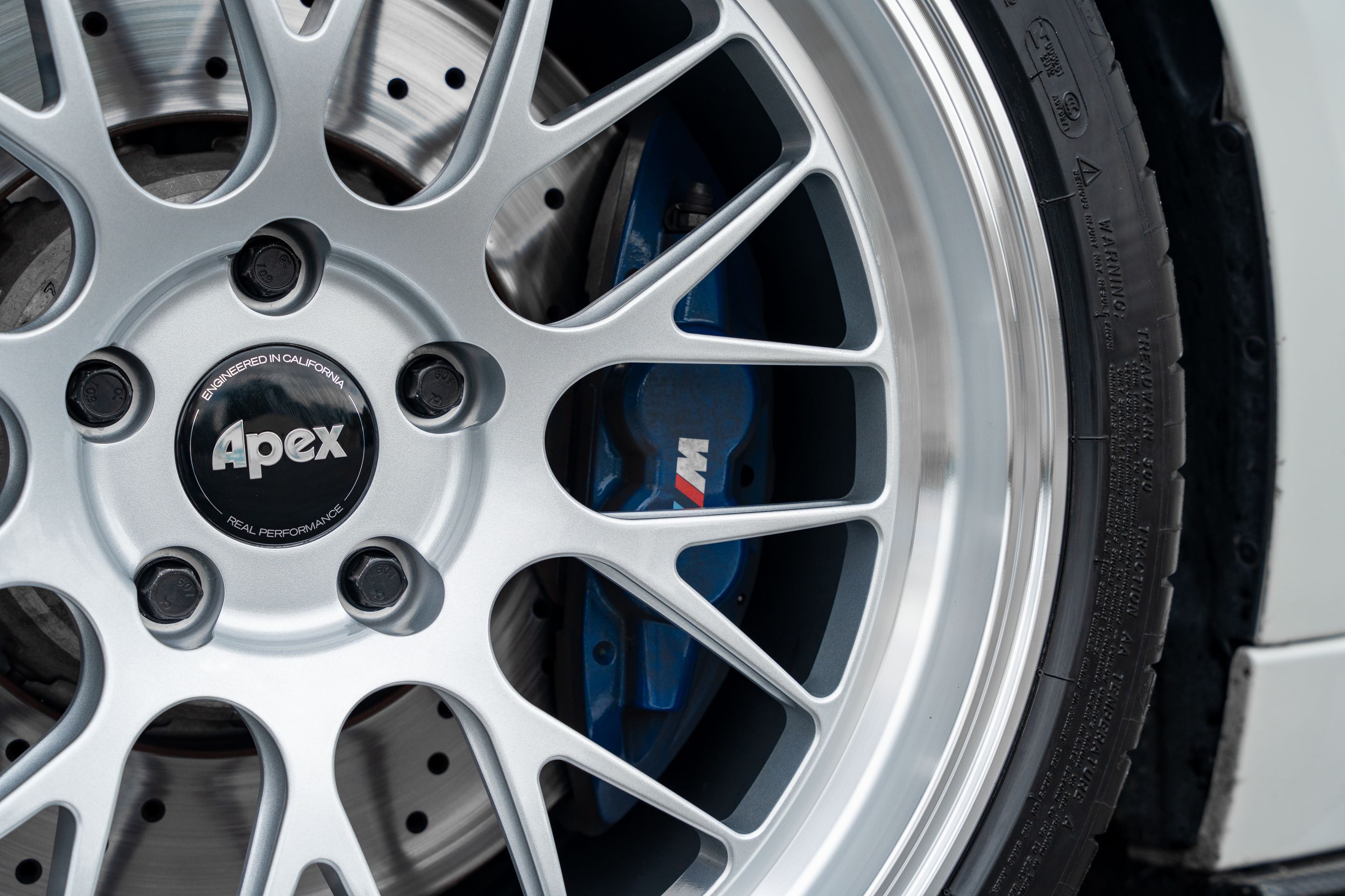 White BMW F80 M3 with 19" ML-10RT Apex wheels in Machined Lip Race Silver