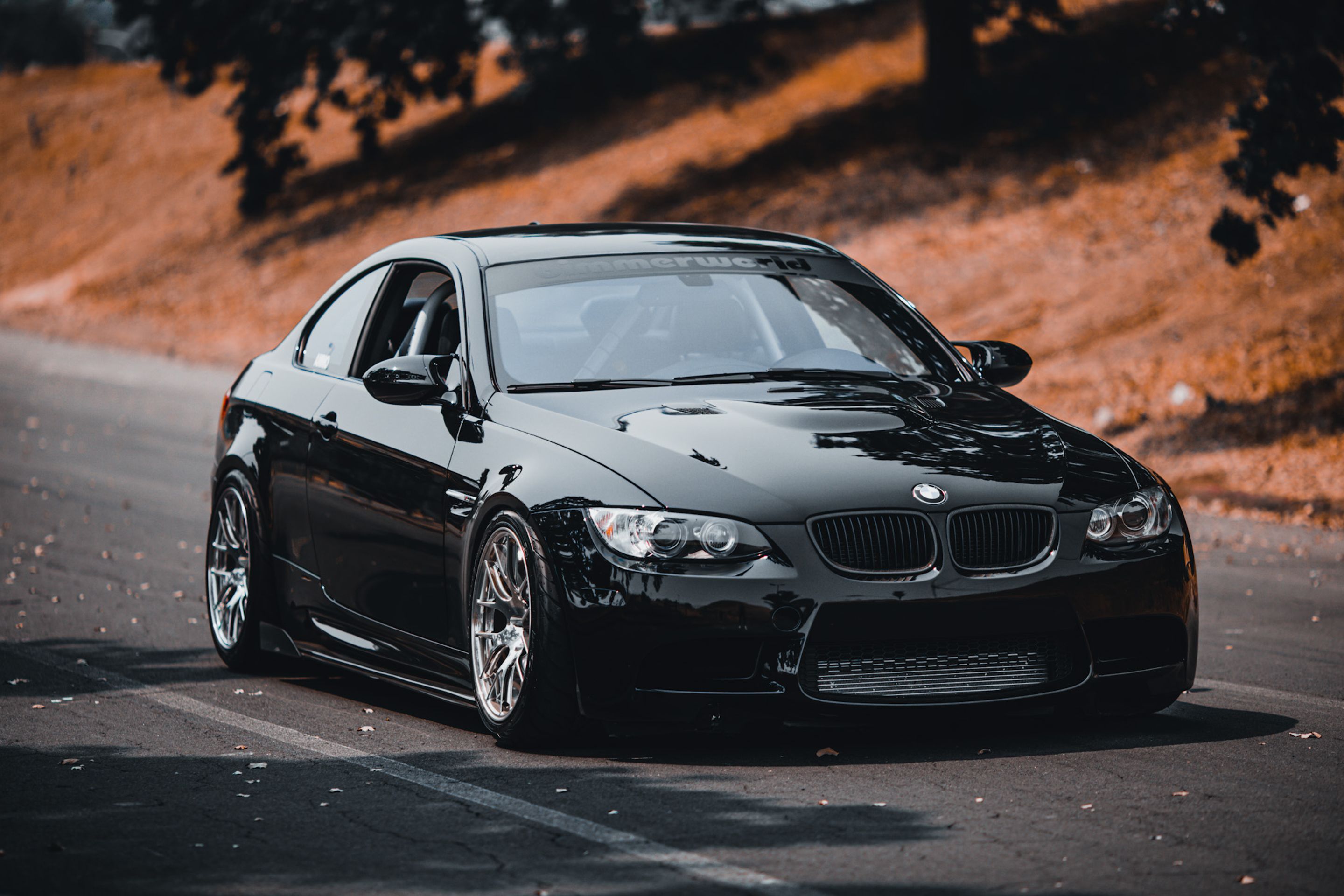 Black BMW E92 Coupe M3 with 18" EC-7R Apex wheels in Polished