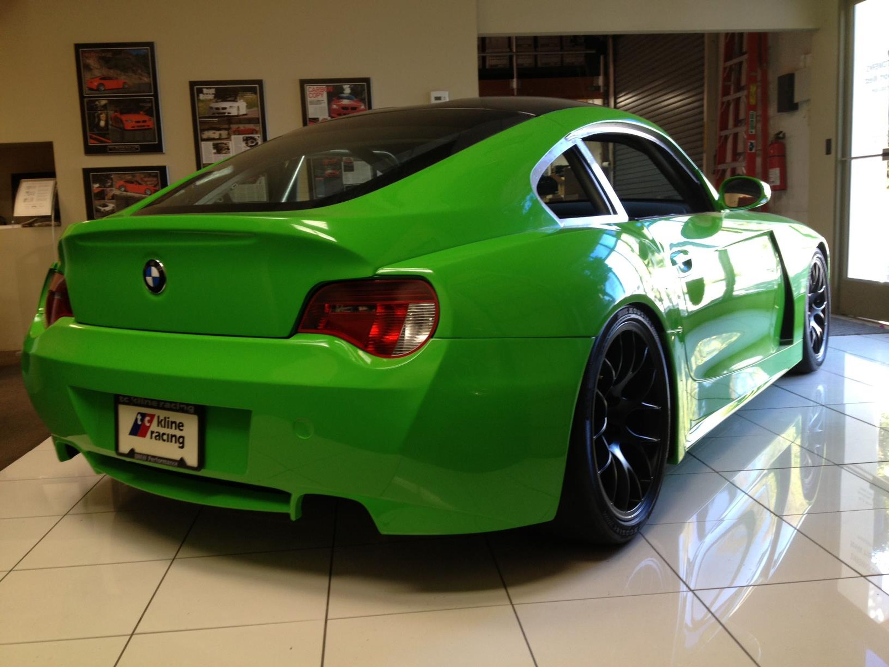 Green BMW E86 Coupe Z4 M with 19" EC-7 Apex wheels in Satin Black