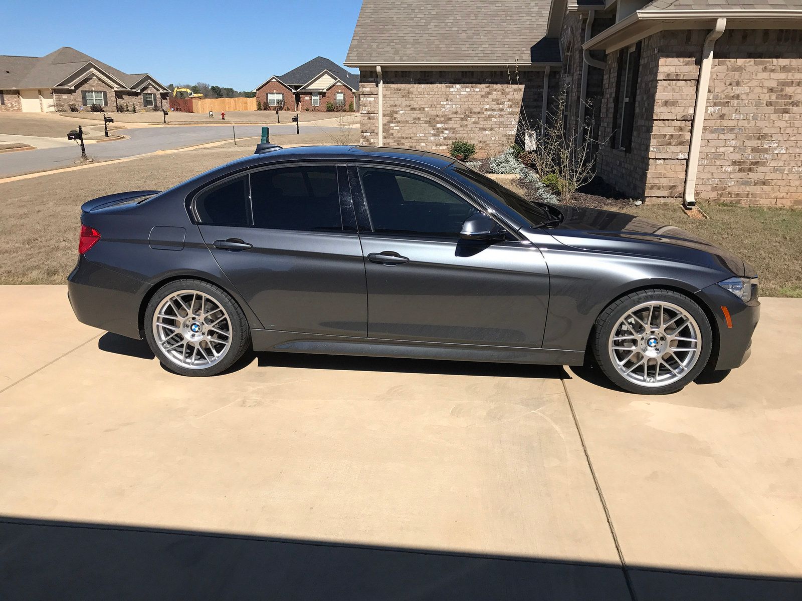 Grey BMW F30 Sedan 3 Series with 19" ARC-8 Apex wheels in Hyper Silver