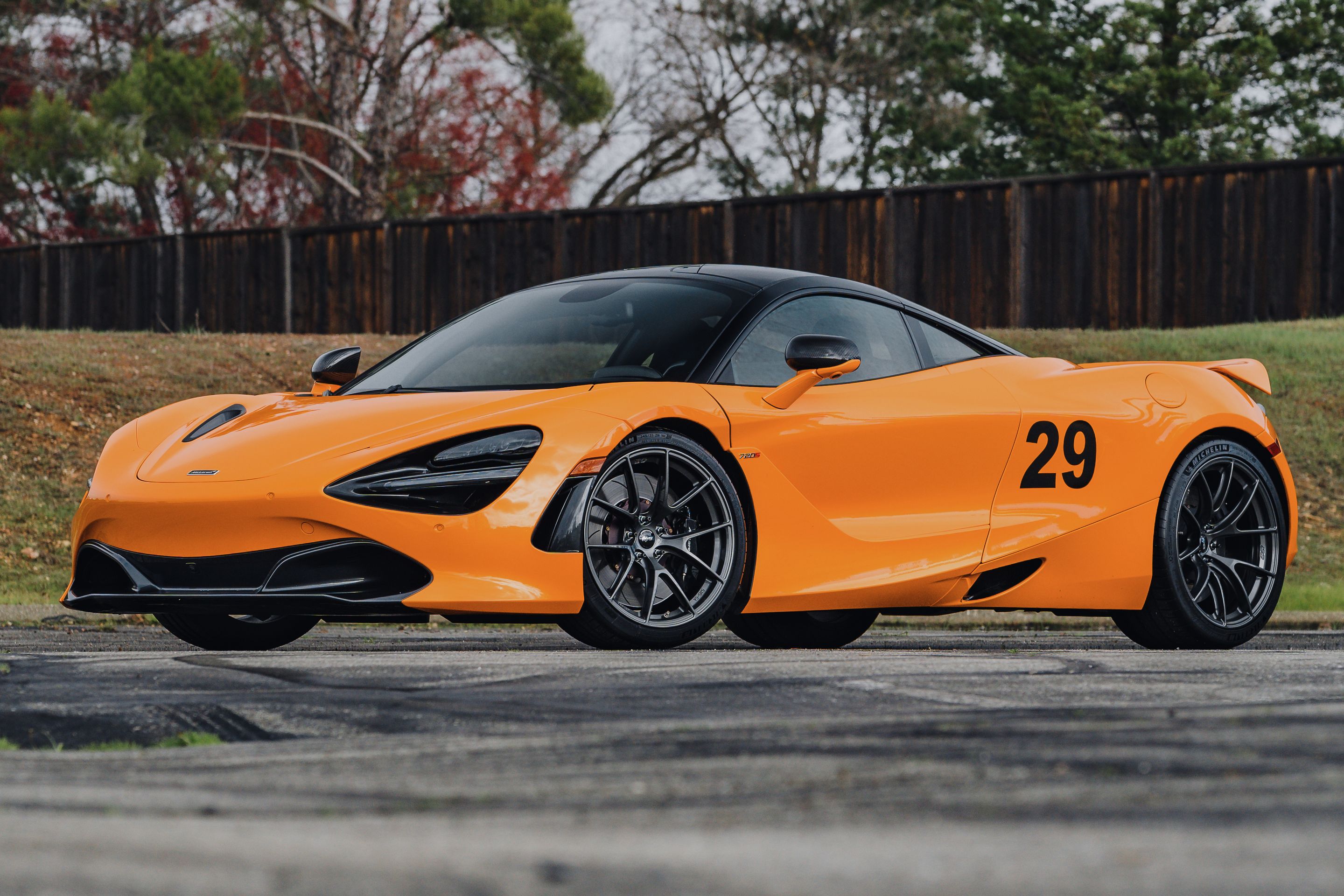 Orange McLaren 720S with 19"/20" VS-5RS Apex wheels in Anthracite