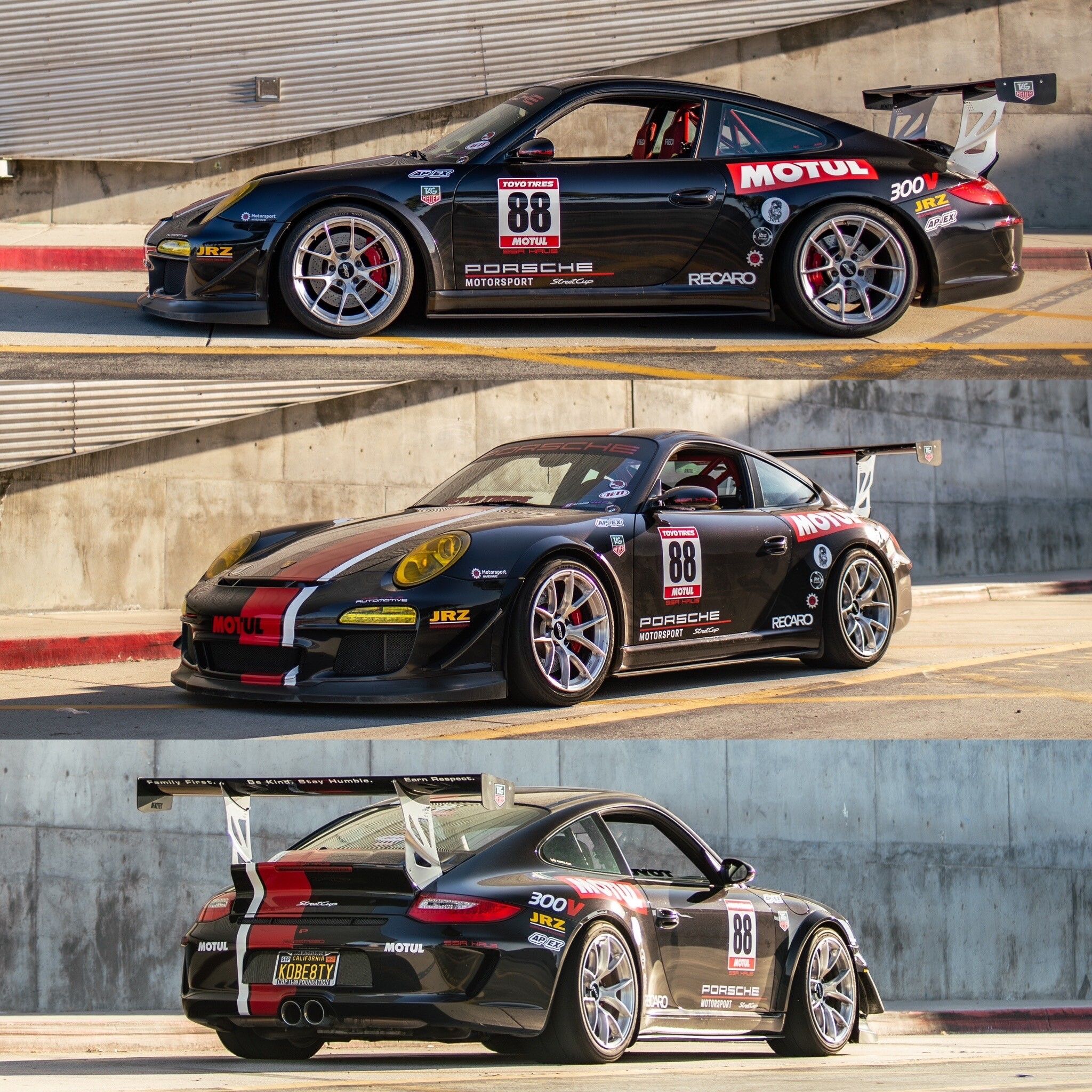 Black Porsche 911 997 Carrera S with 18" VS-5RS Apex wheels in Brushed Clear