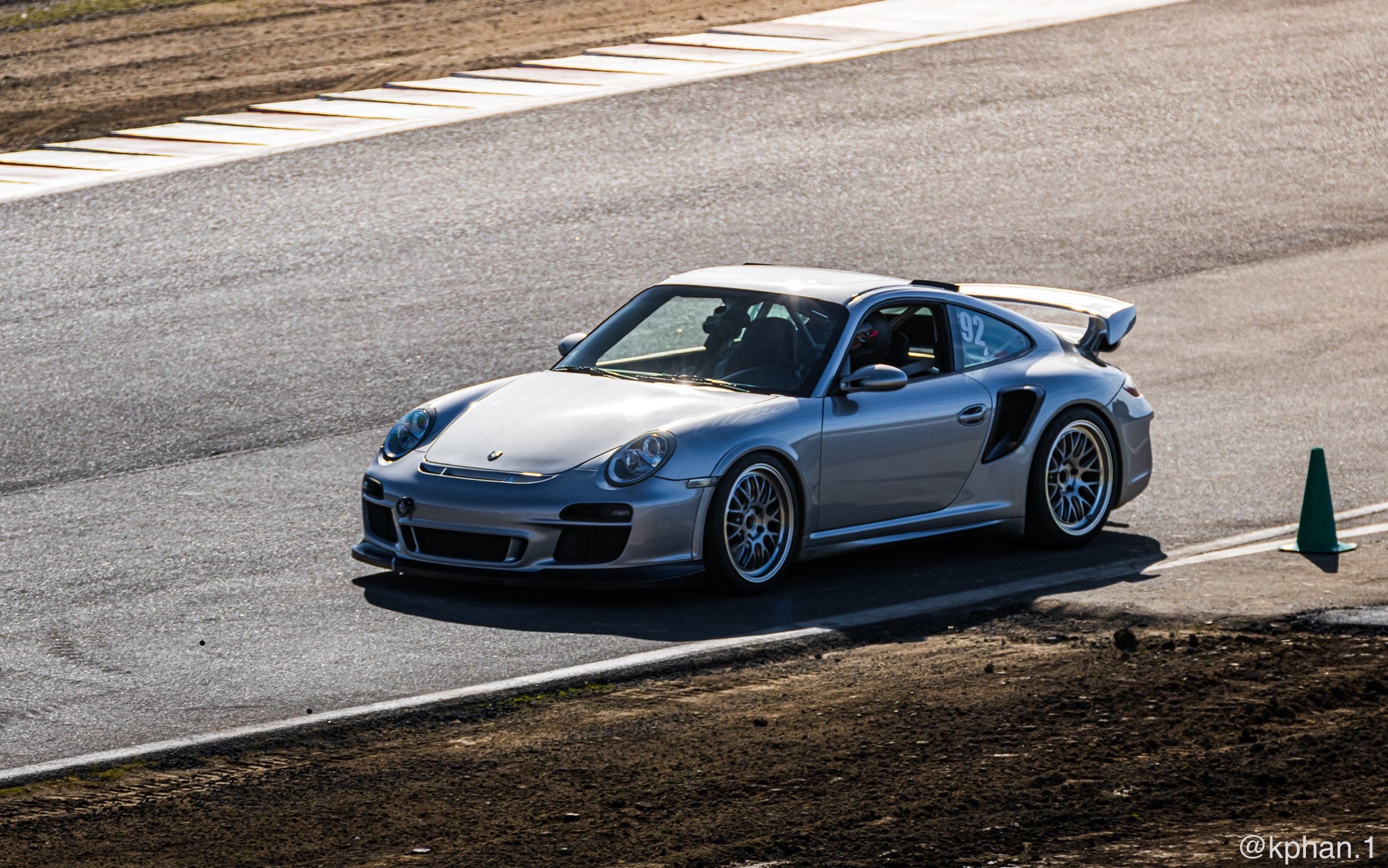 Silver Porsche 911 997 Turbo with 19" ML-10RT Apex wheels in Machined Lip Brushed Clear