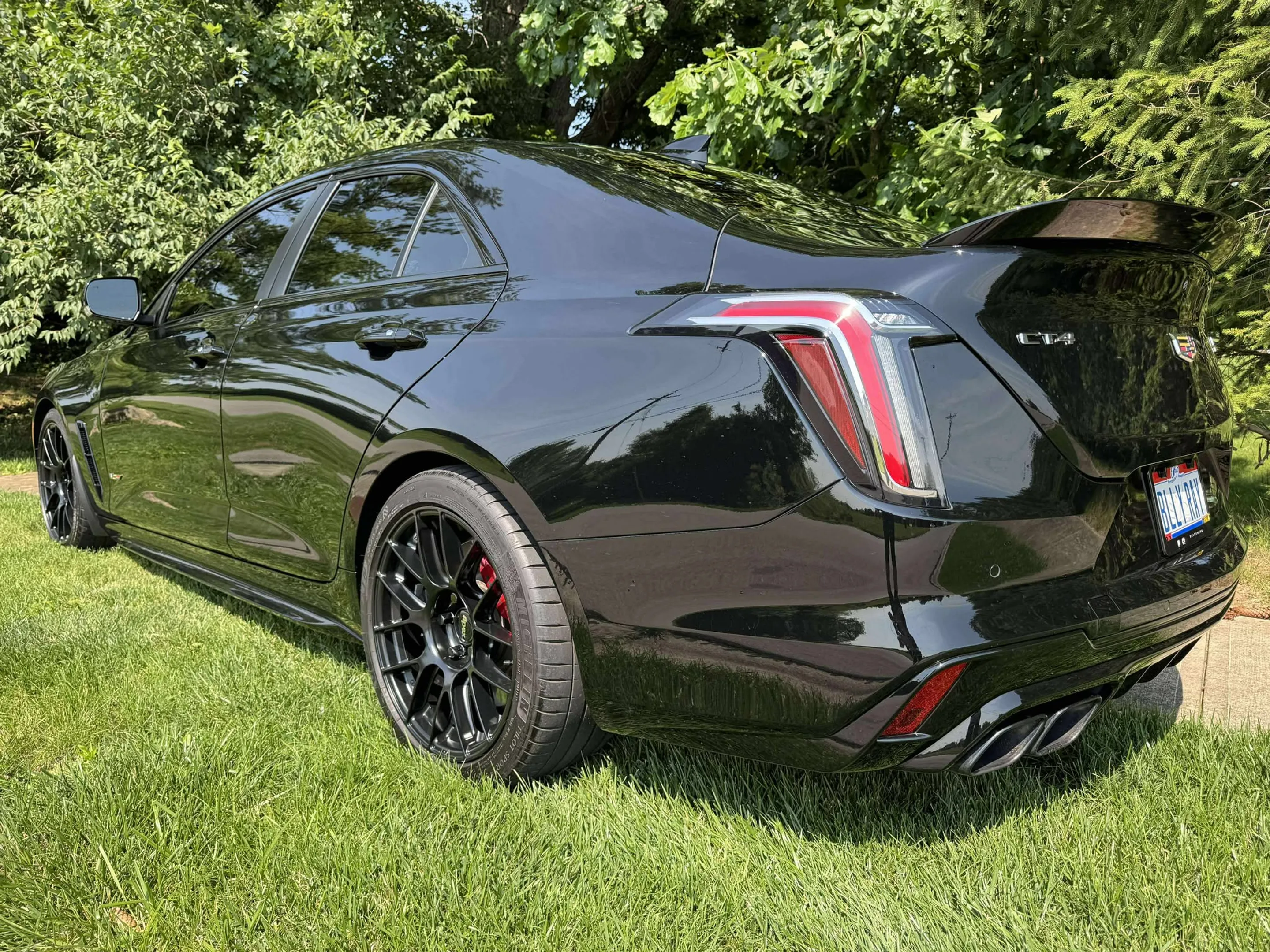 Black Cadillac CT4-V Blackwing with 18" EC-7 Apex wheels in Satin Black