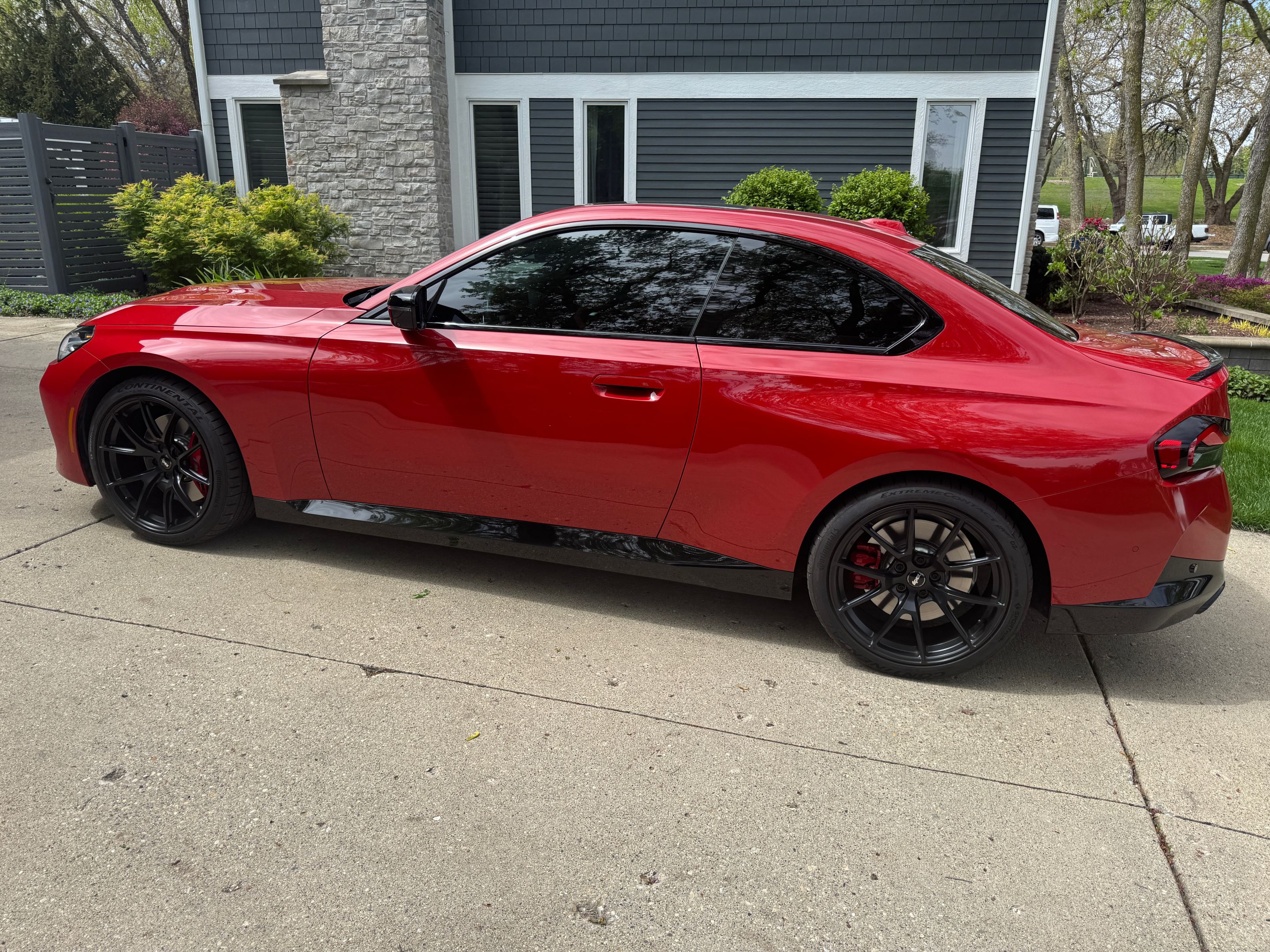 Red BMW G42 2 Series with 19" VS-5 Apex wheels in Satin Black