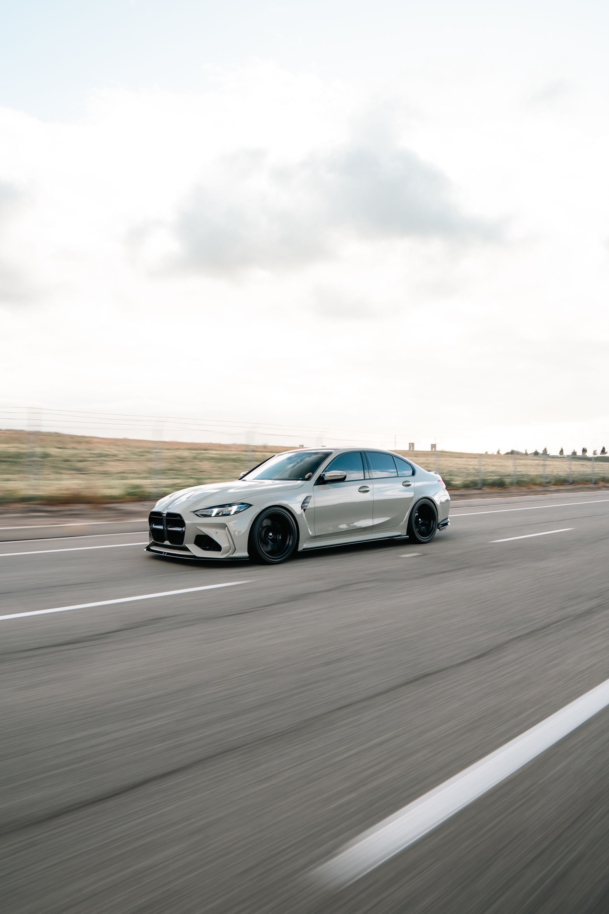 Grey BMW G80 M3 with 19" VS-5RS Apex wheels in Satin Black