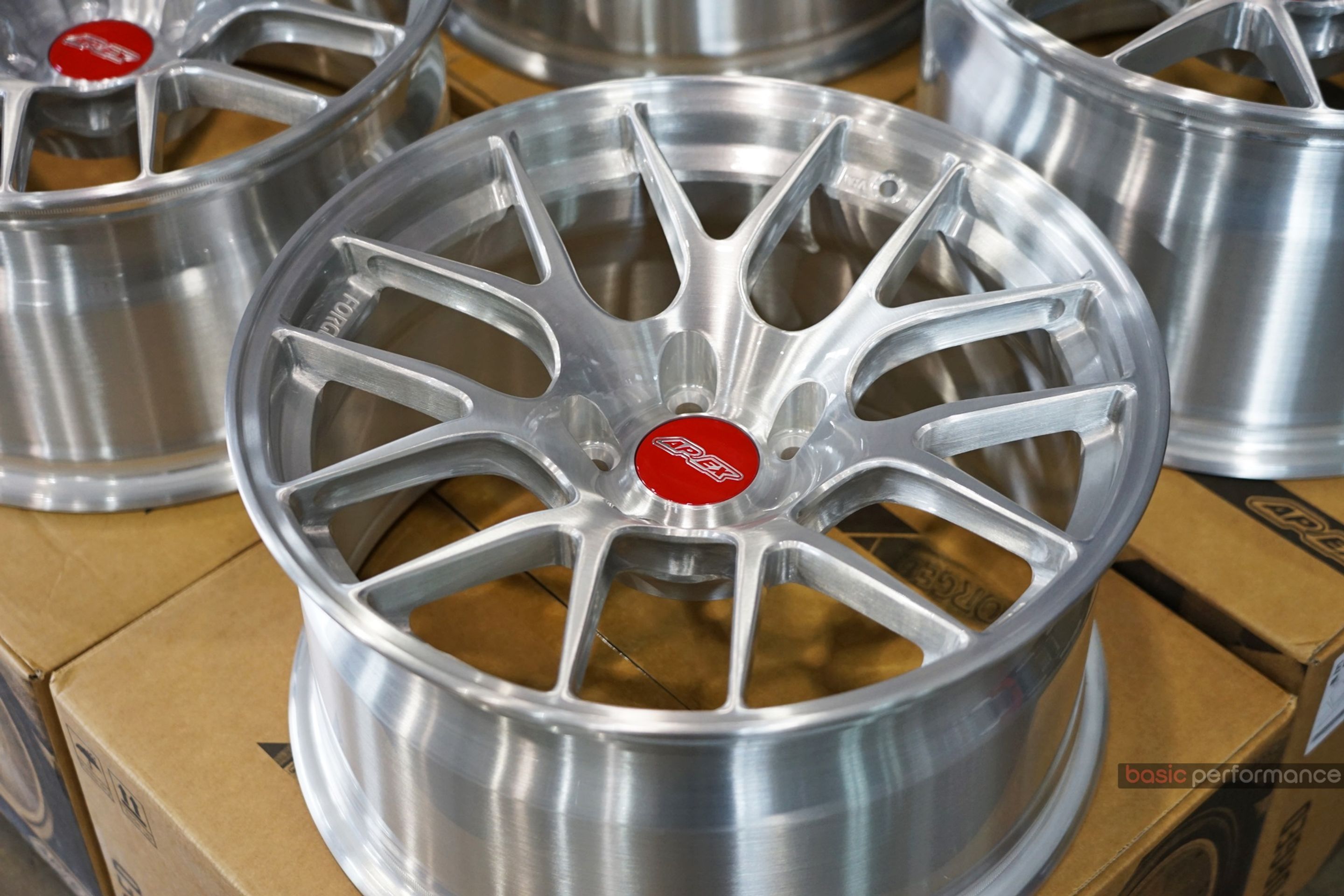 Blue BMW F80 M3 with 18" EC-7R Apex wheels in Brushed Clear