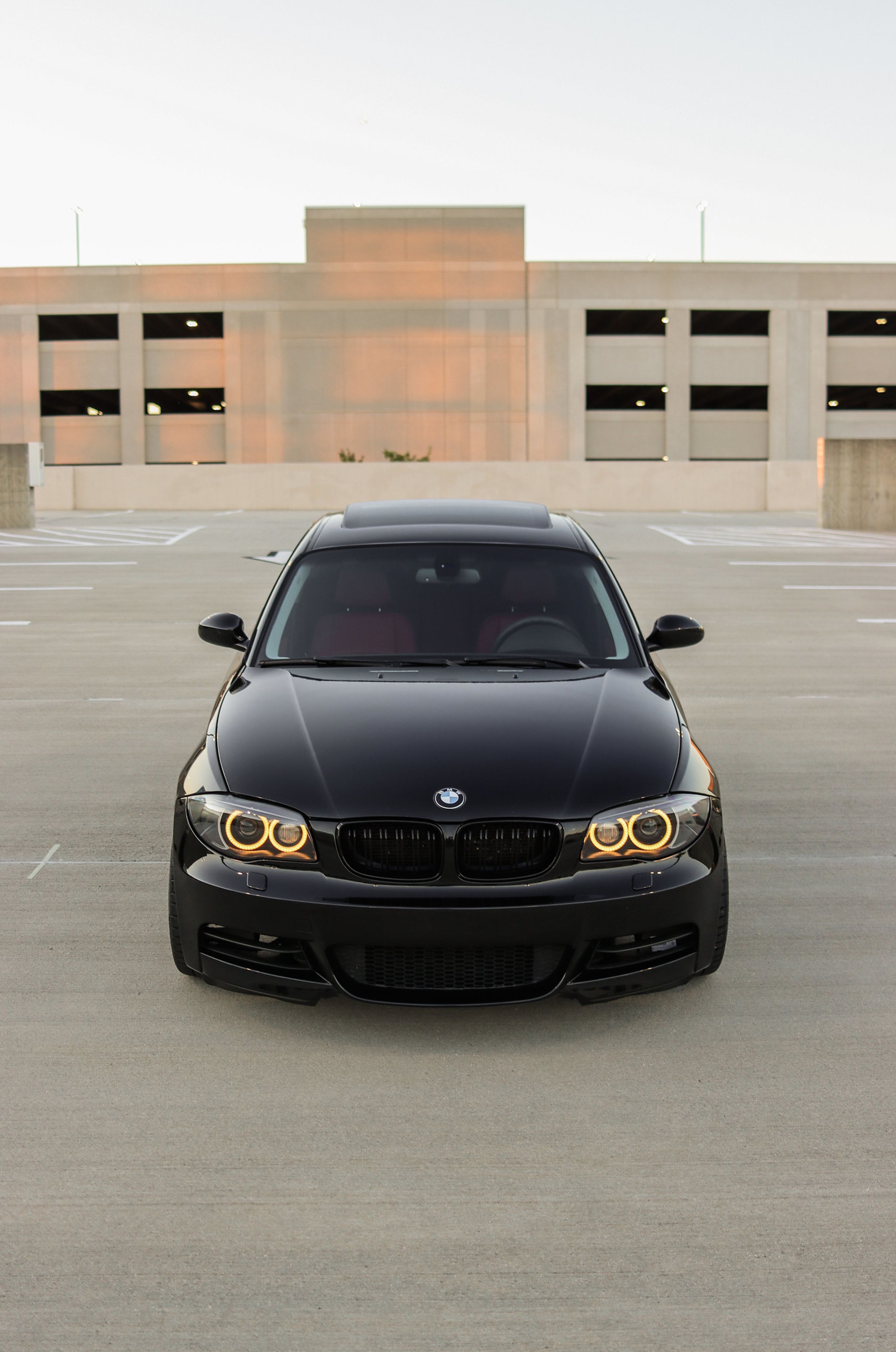 Black BMW E82 Coupe 1 Series with 18" ARC-8 Apex wheels in Satin Black