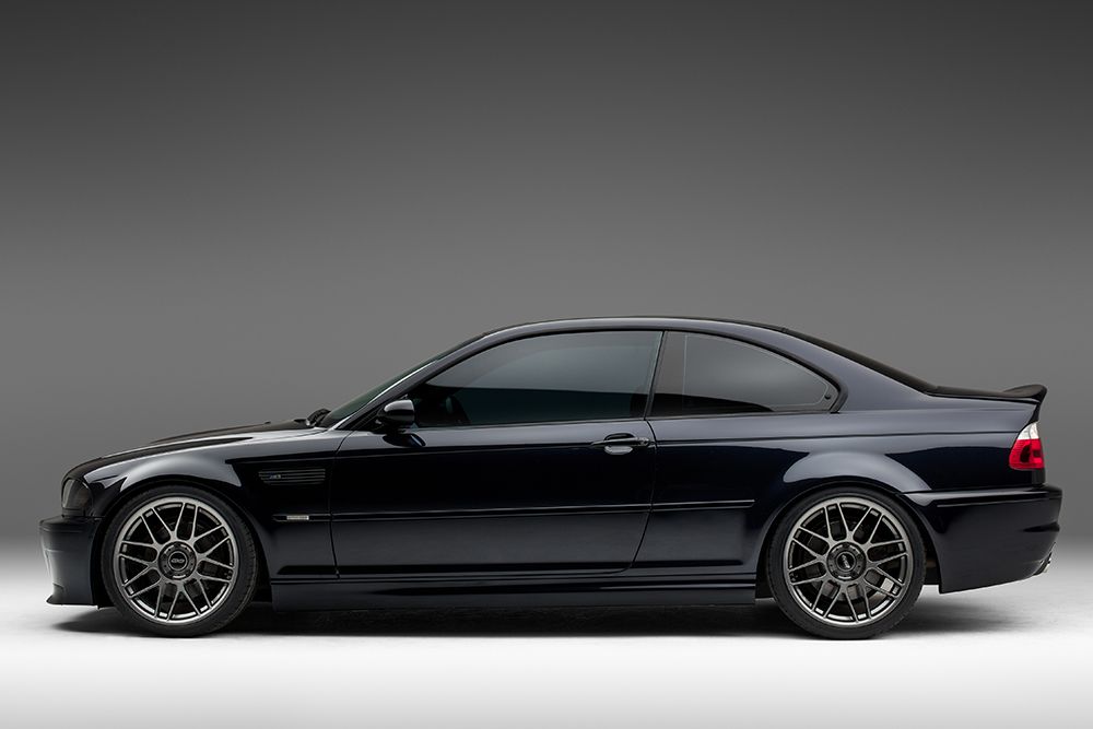 Blue BMW E46 M3 with 19" ARC-8 Apex wheels in Anthracite