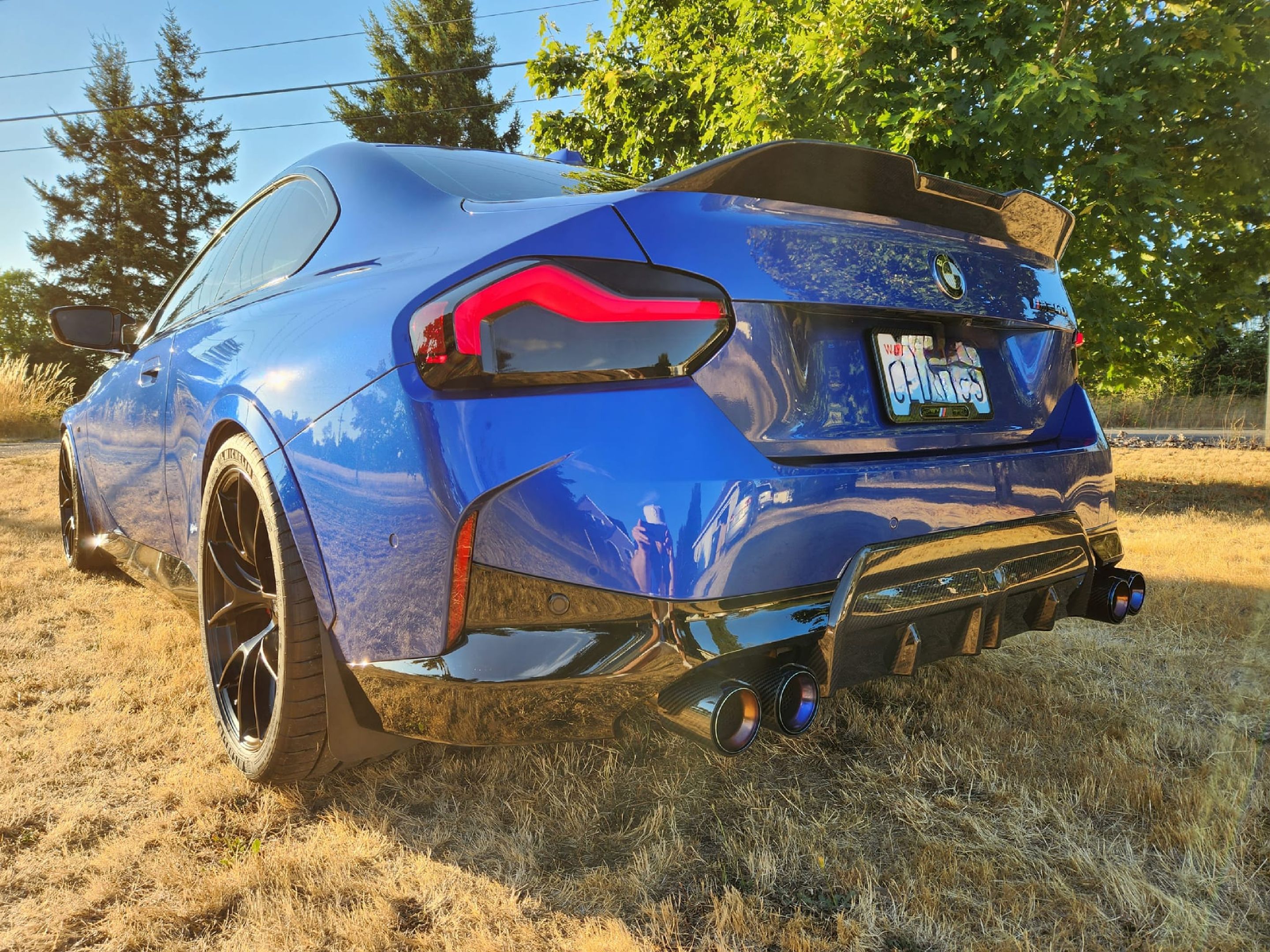 Blue BMW G42 2 Series with 19" VS-5RS Apex wheels in Satin Black