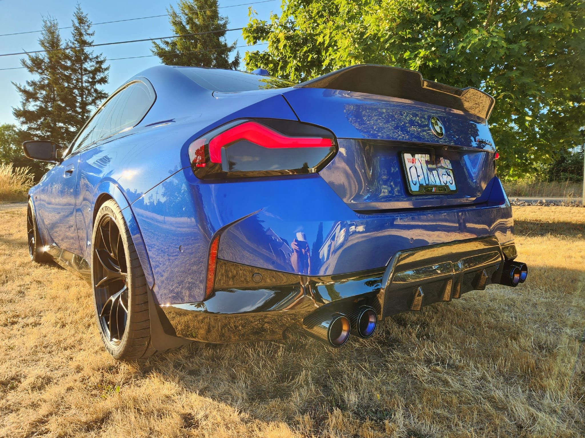 Blue BMW G42 2 Series with 19" VS-5RS Apex wheels in Satin Black