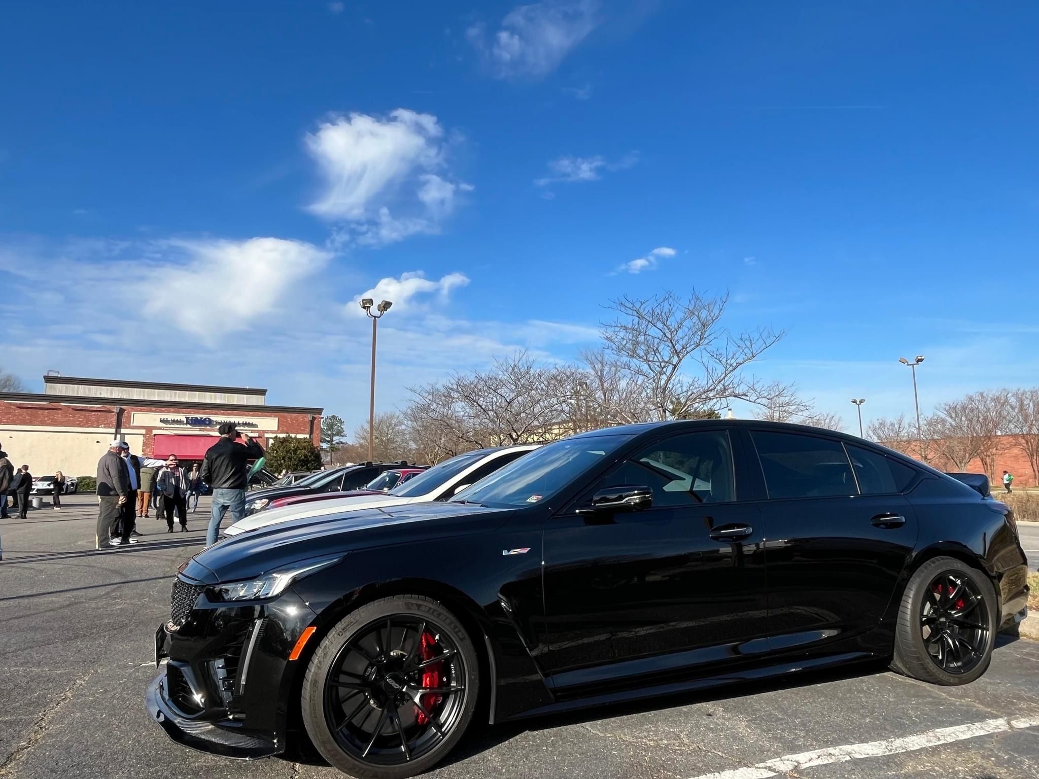 Black Cadillac CT5-V Blackwing with 19" VS-5RS Apex wheels in Satin Black