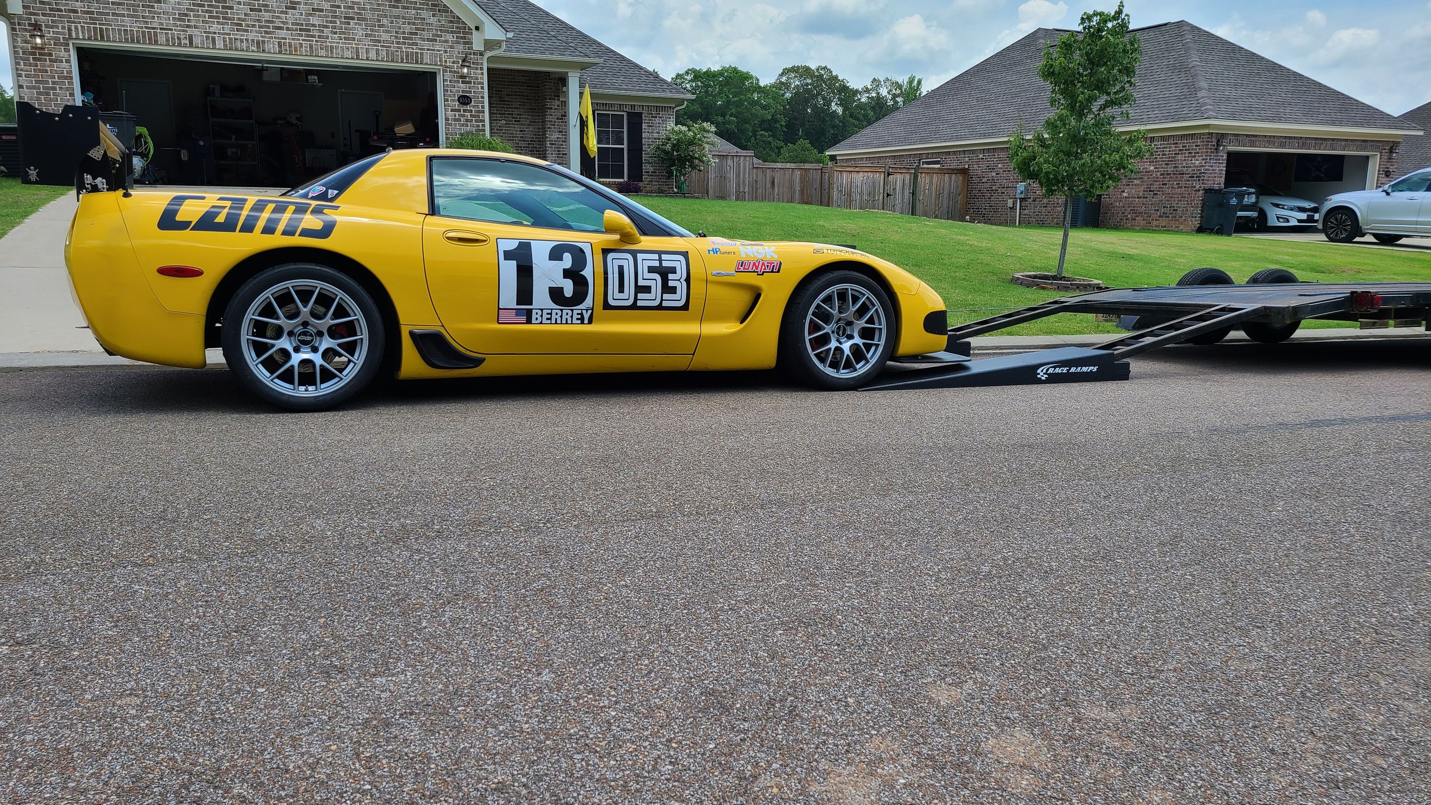 Yellow Chevrolet C5 Corvette Z06 with 18" EC-7 Apex wheels in Race Silver