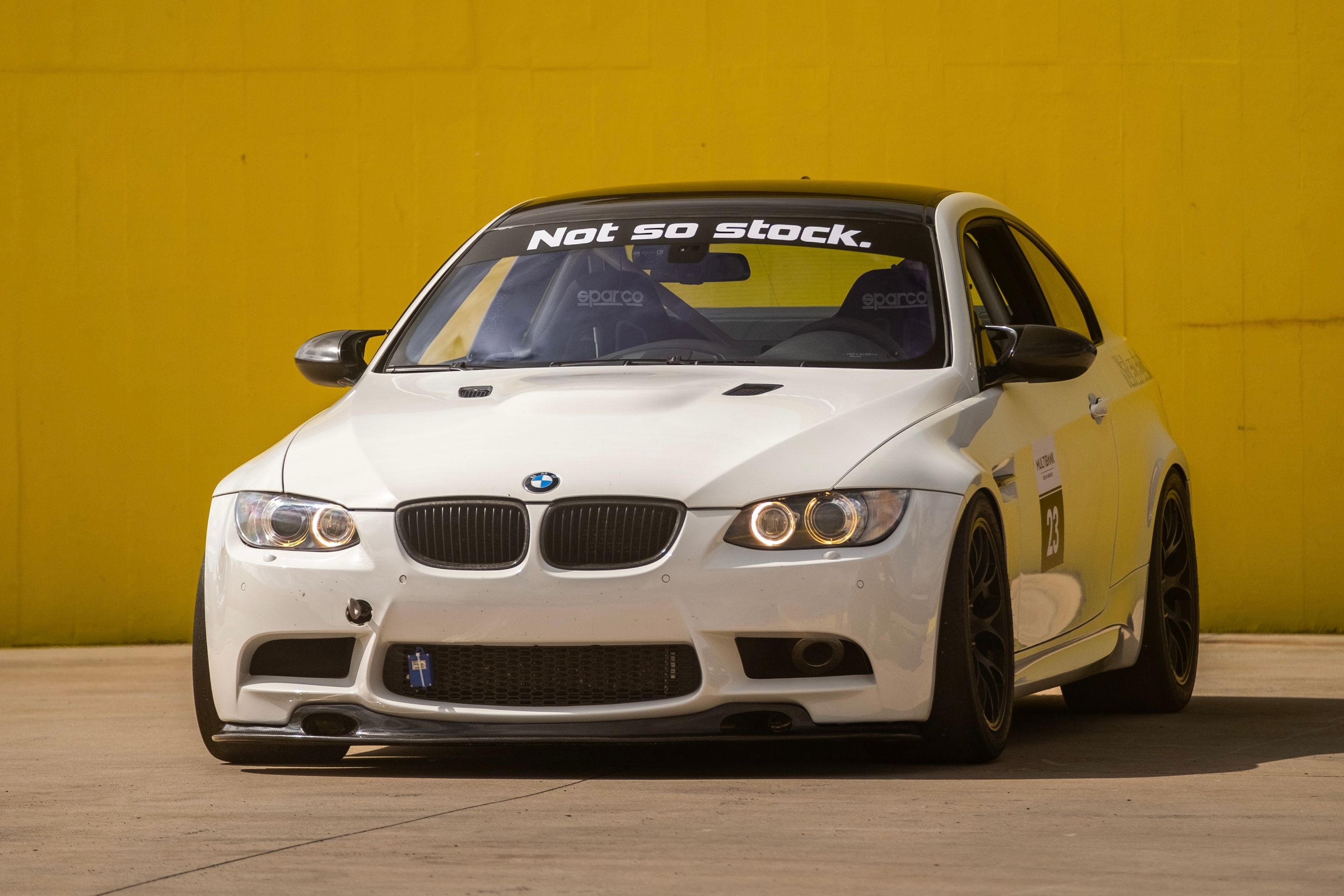 White BMW E92 Coupe M3 with 18" EC-7 Apex wheels in Satin Black