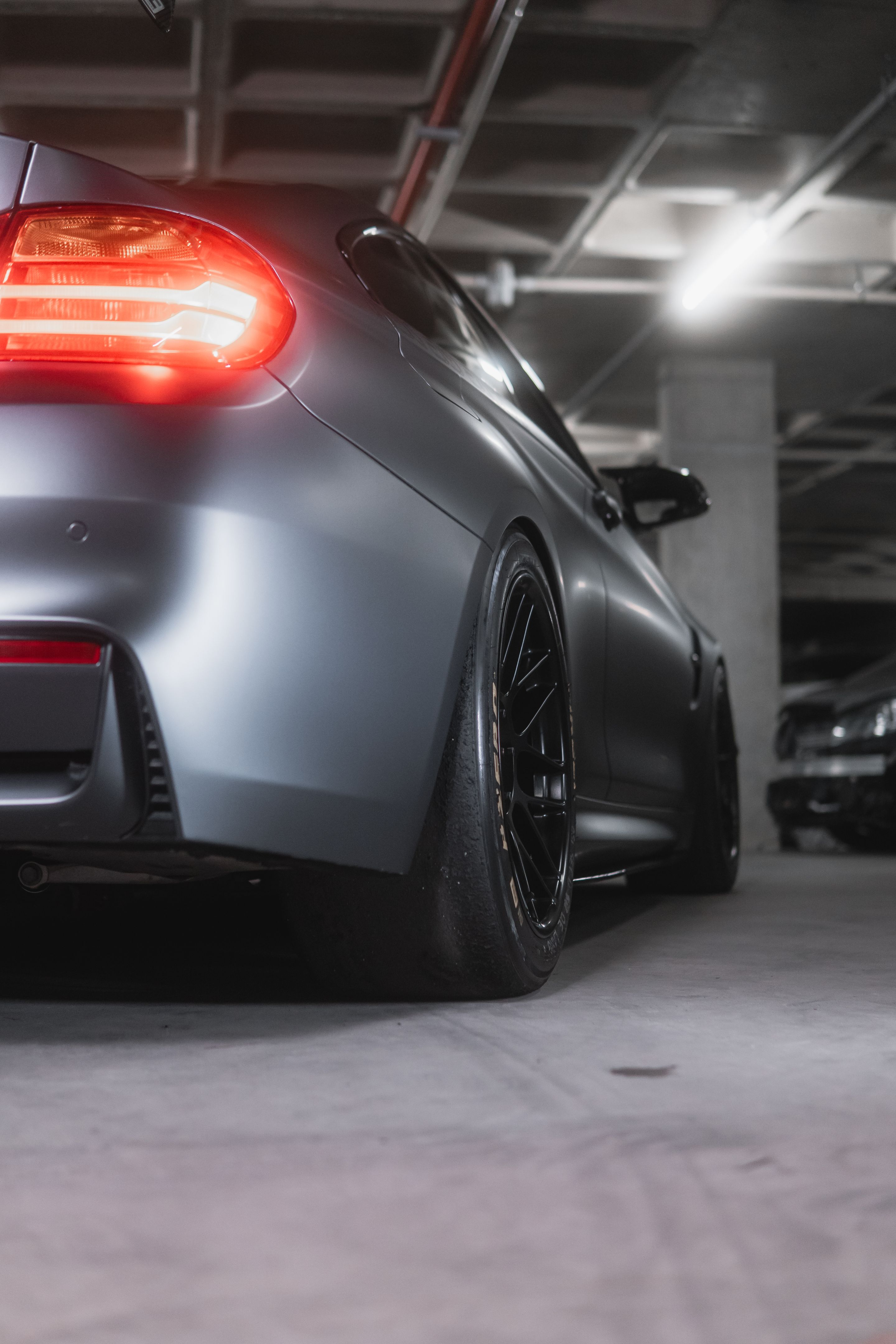 Black BMW F82 Coupe M4 with 18" ARC-8 Apex wheels in Satin Black